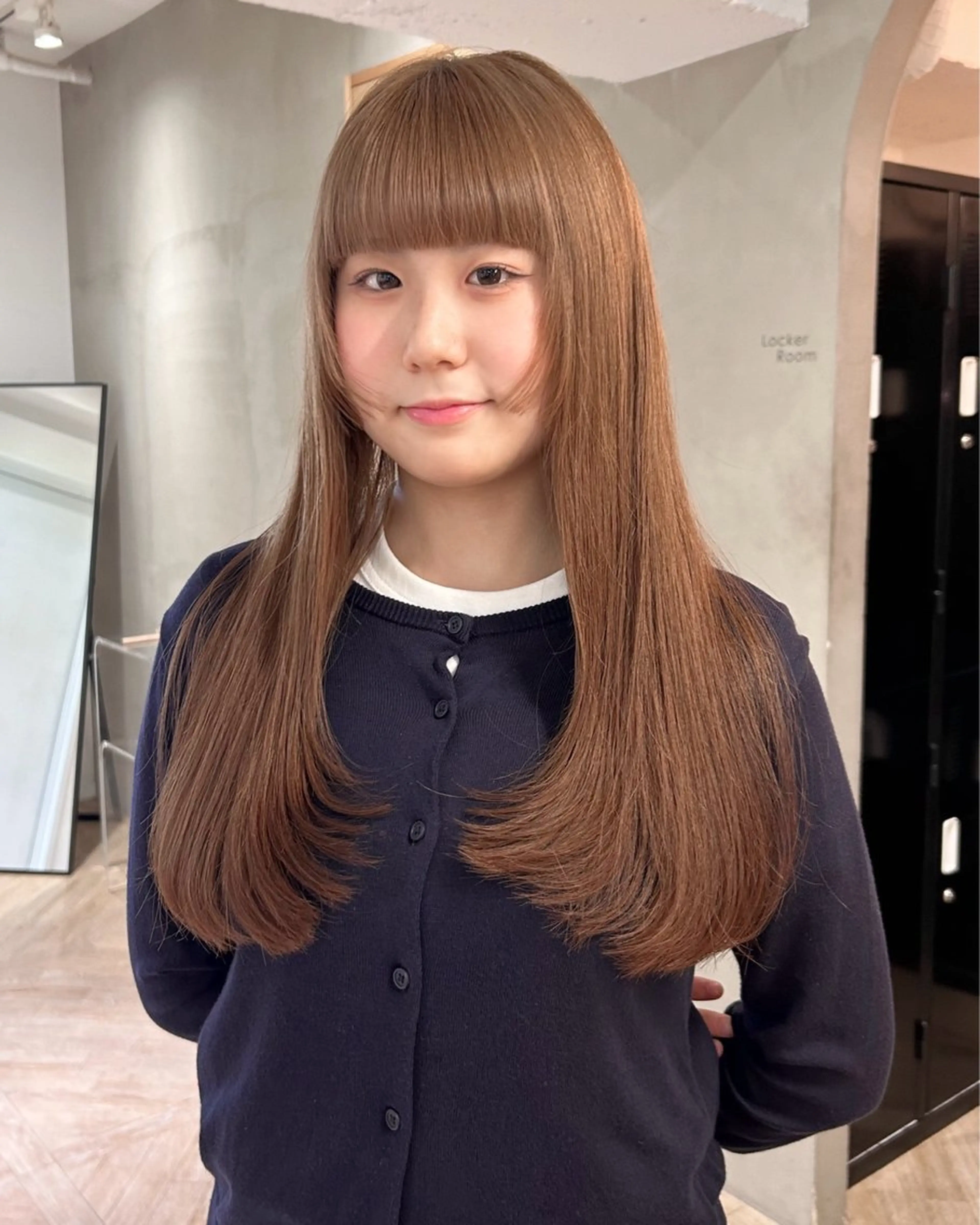 ロング 顔まわりレイヤー 顔周りカット 姫カット レイヤーカット ローレイヤー レイヤーカット/栄/ 顔周り/キトウモエノのヘアスタイル