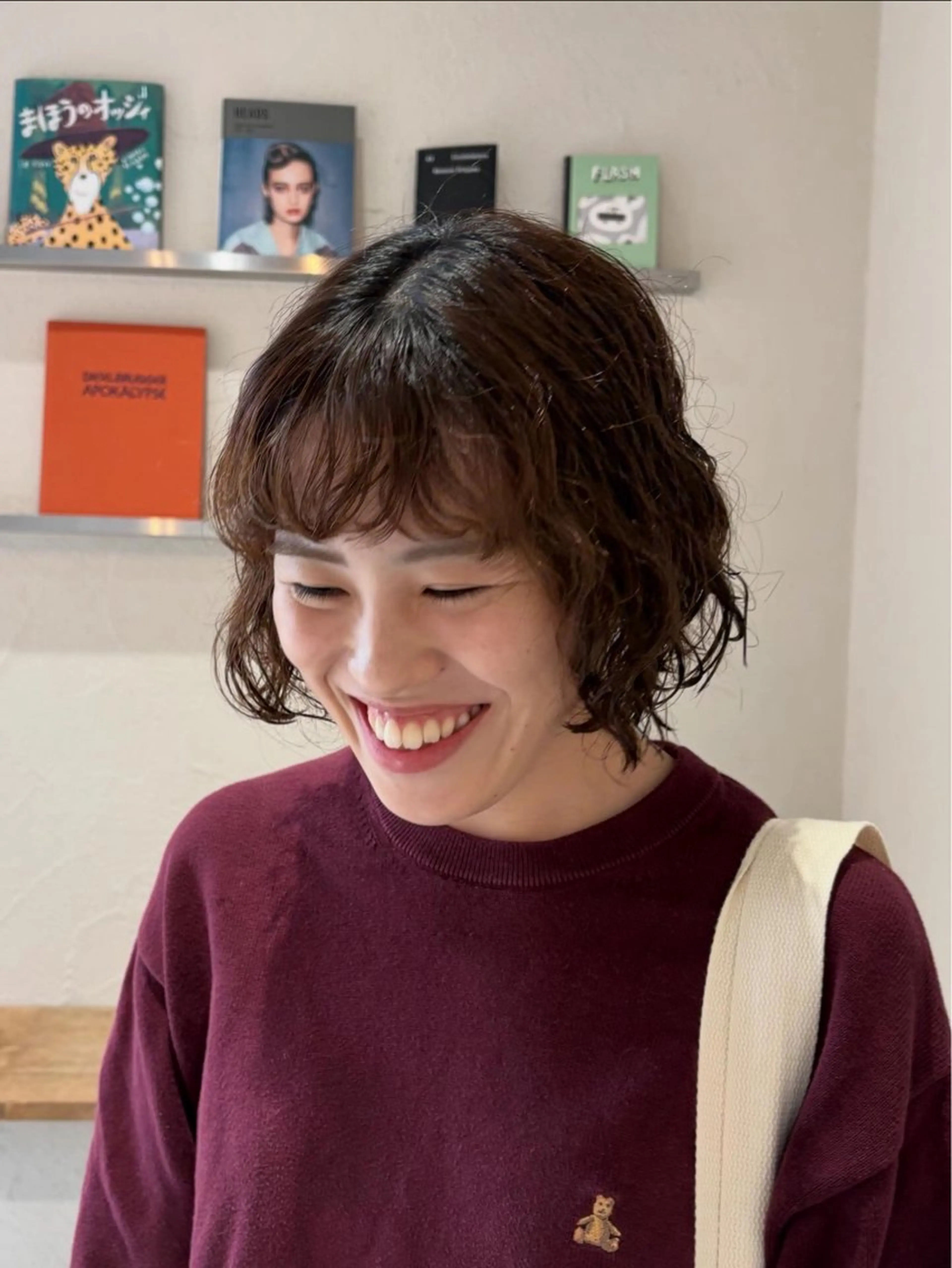 ショート パーマ ボブ パーマ シマダ ユウナのヘアスタイル