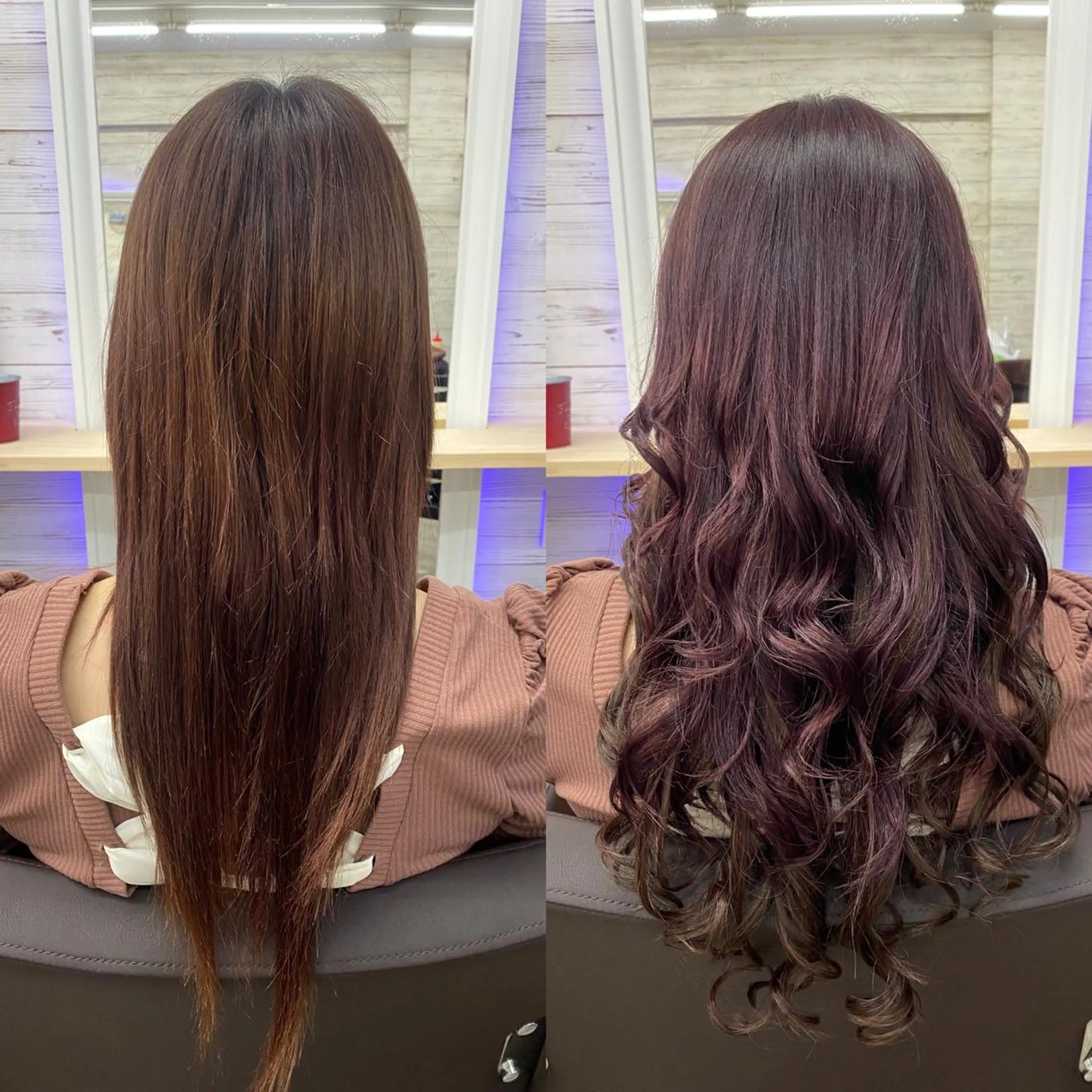 セミロング カラー ヘアアレンジ ショートボブ 編み込みエクステ シールエクステ セミロングパーマ バレイヤージュ LAVENDIA 初音のヘアスタイル