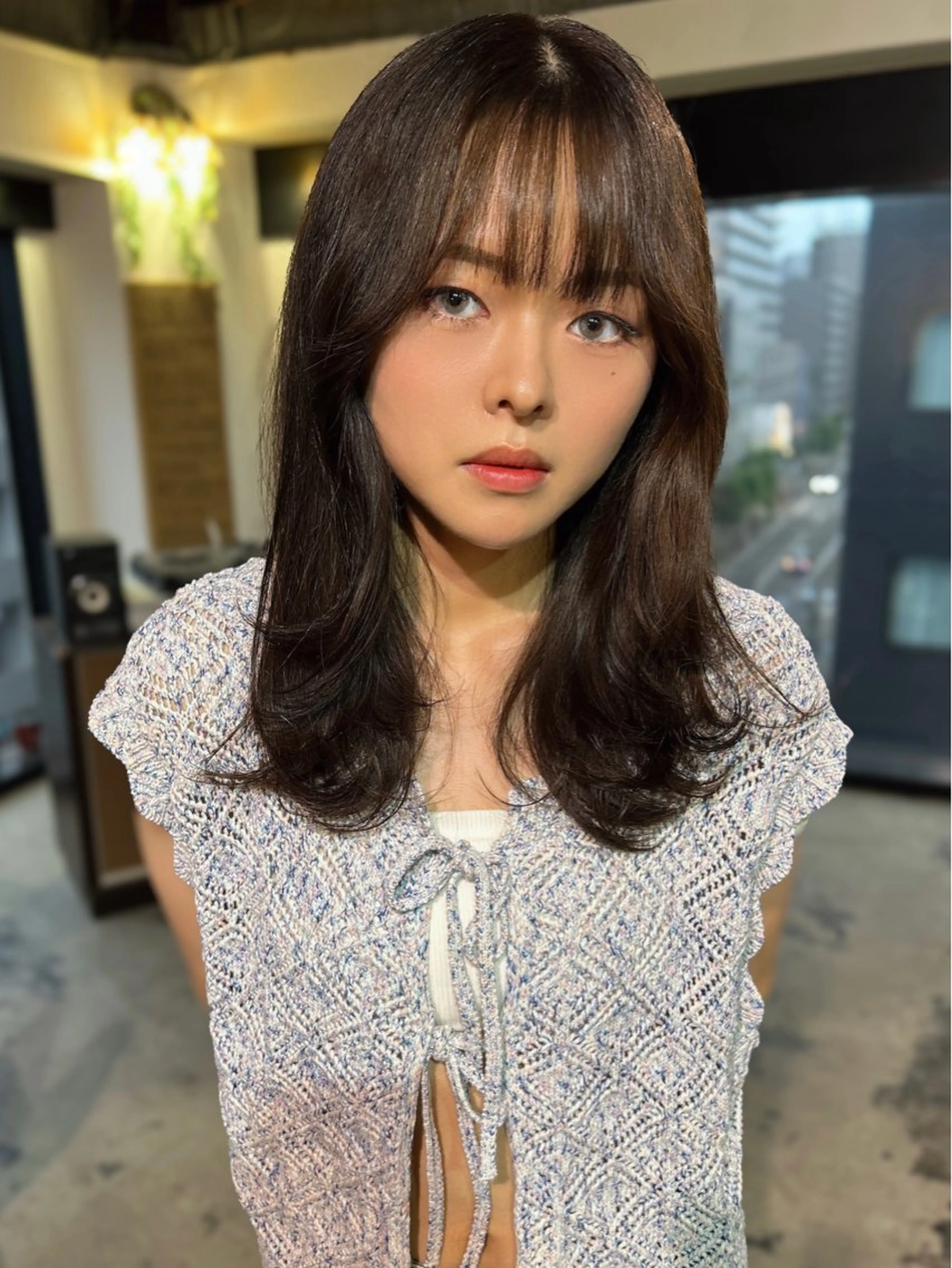 ミディアム カラー カット ヘアカラー トリートメント ダブルカラー/ 艶髪/SHISEIのヘアスタイル