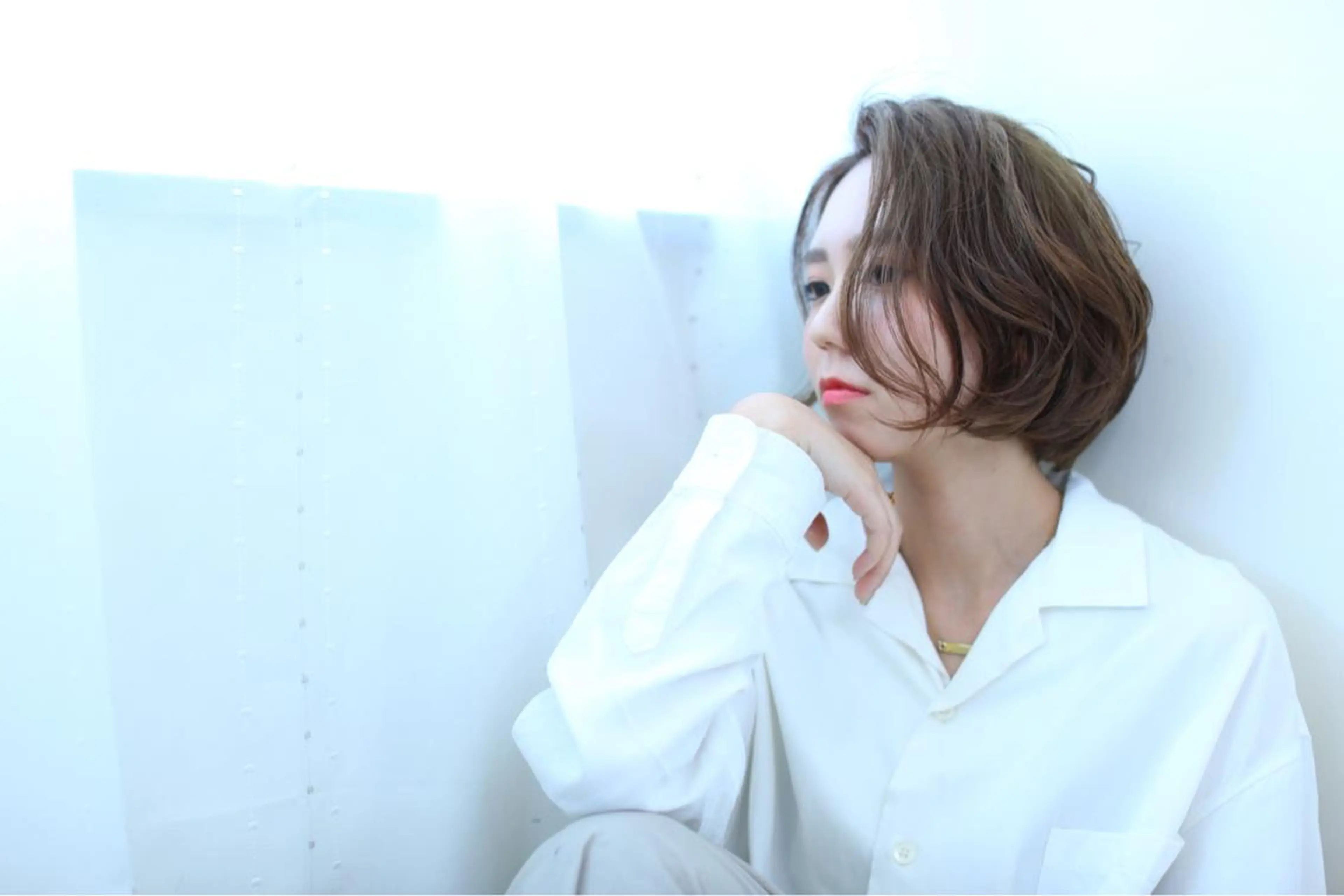 ショート カラー 透明感カラー グレージュ ヘアカラー トリートメント ボブウルフ／ボブ Satsuki【名駅のヘアスタイル