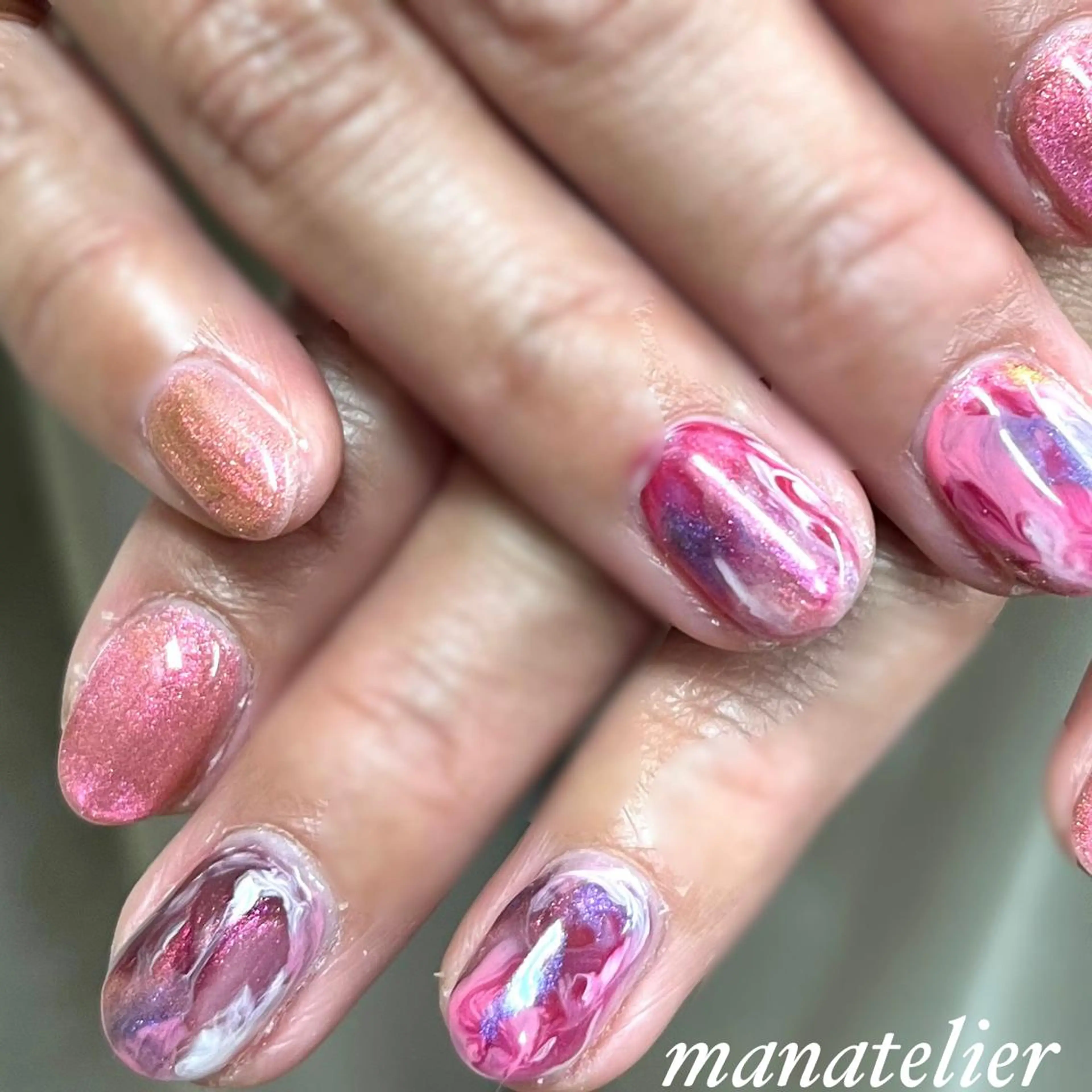 ネイル ニュアンスネイル ピンク ハンドネイル manatelier マナトリエのネイルデザイン