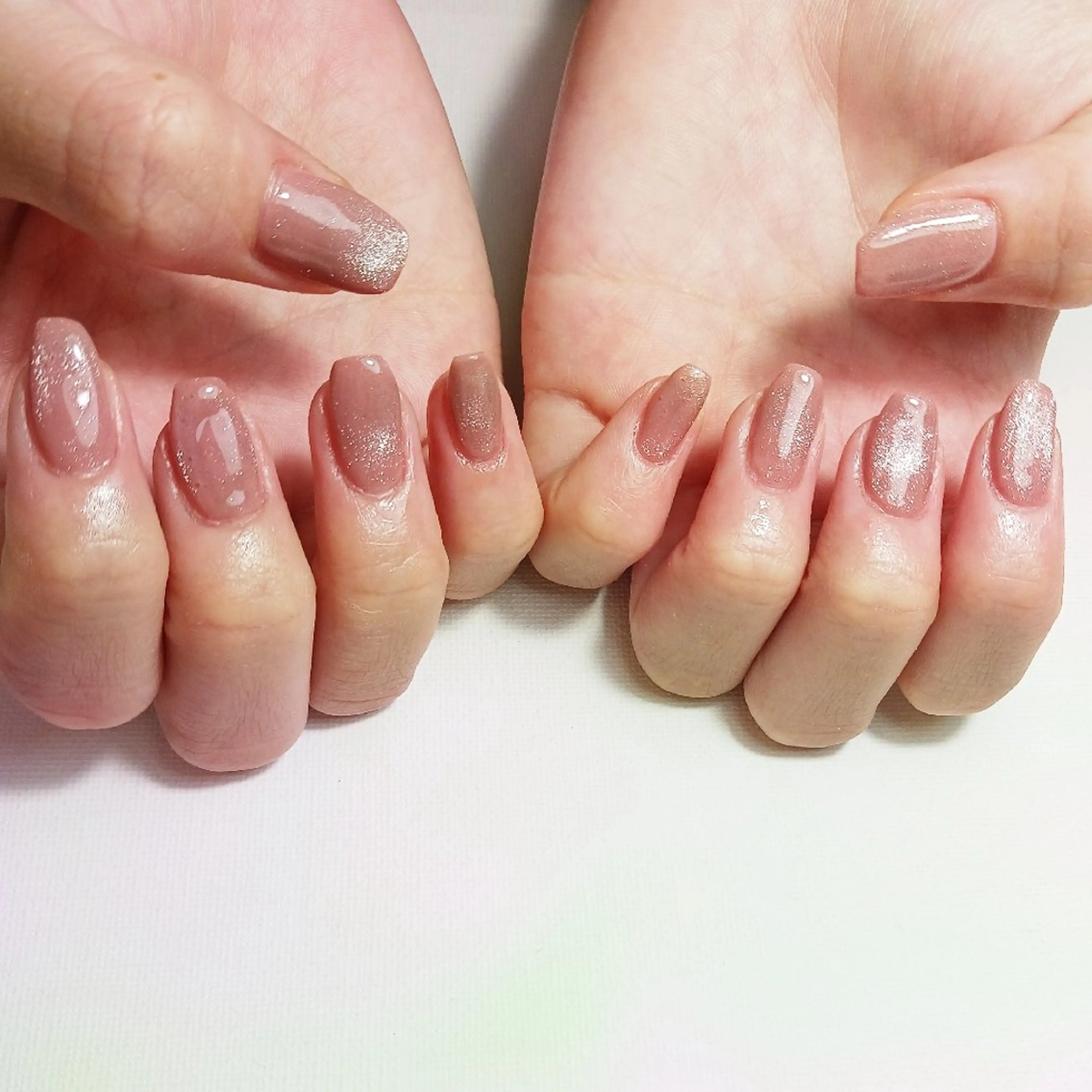 ネイル ブラウン ジェルネイル マグネットネイル 持ち込み ピンク ハンドネイル owlnail /持込みデザイン専門のネイルデザイン