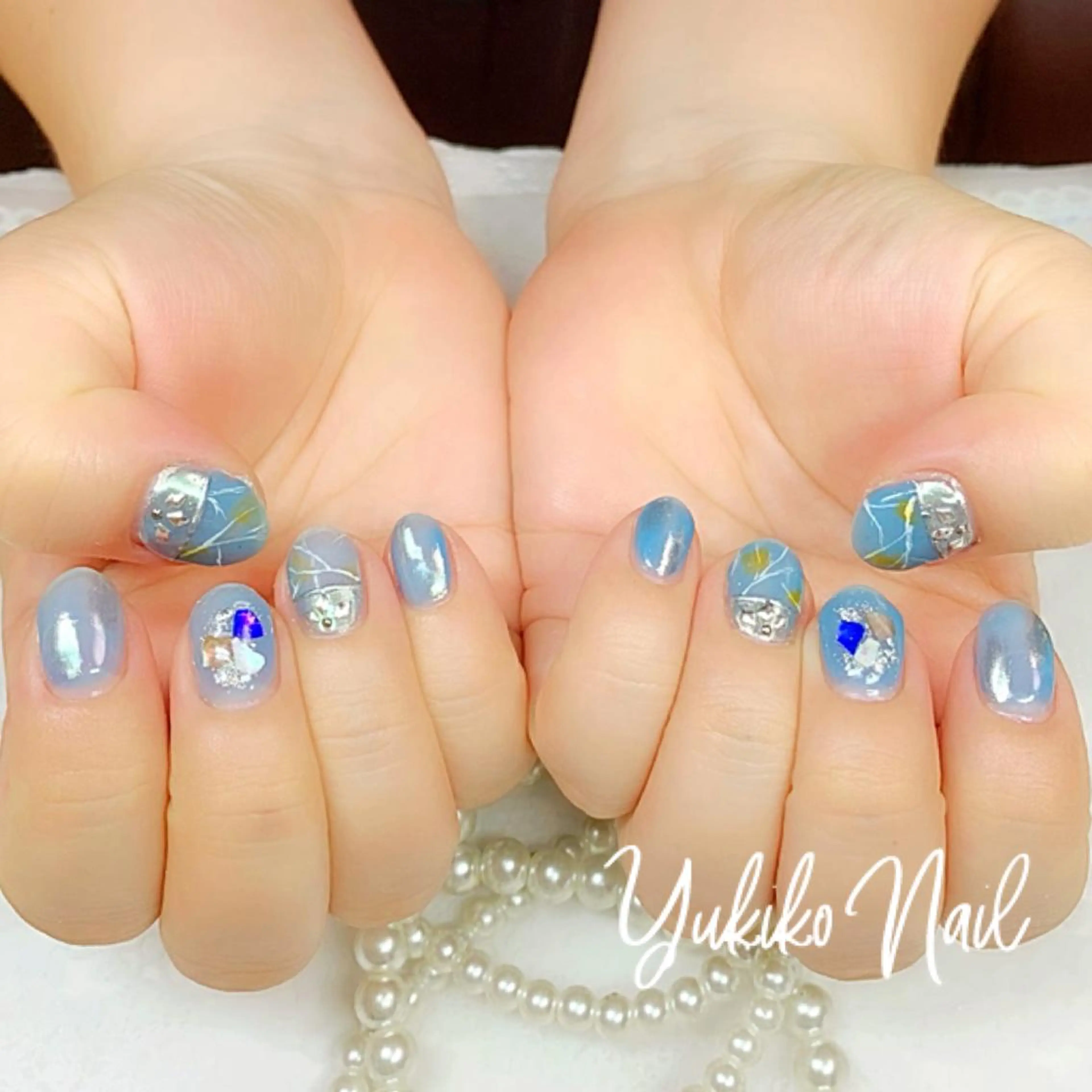 ネイル ミラーネイル ニュアンスネイル ハンドネイル ユキコ ネイルのネイルデザイン