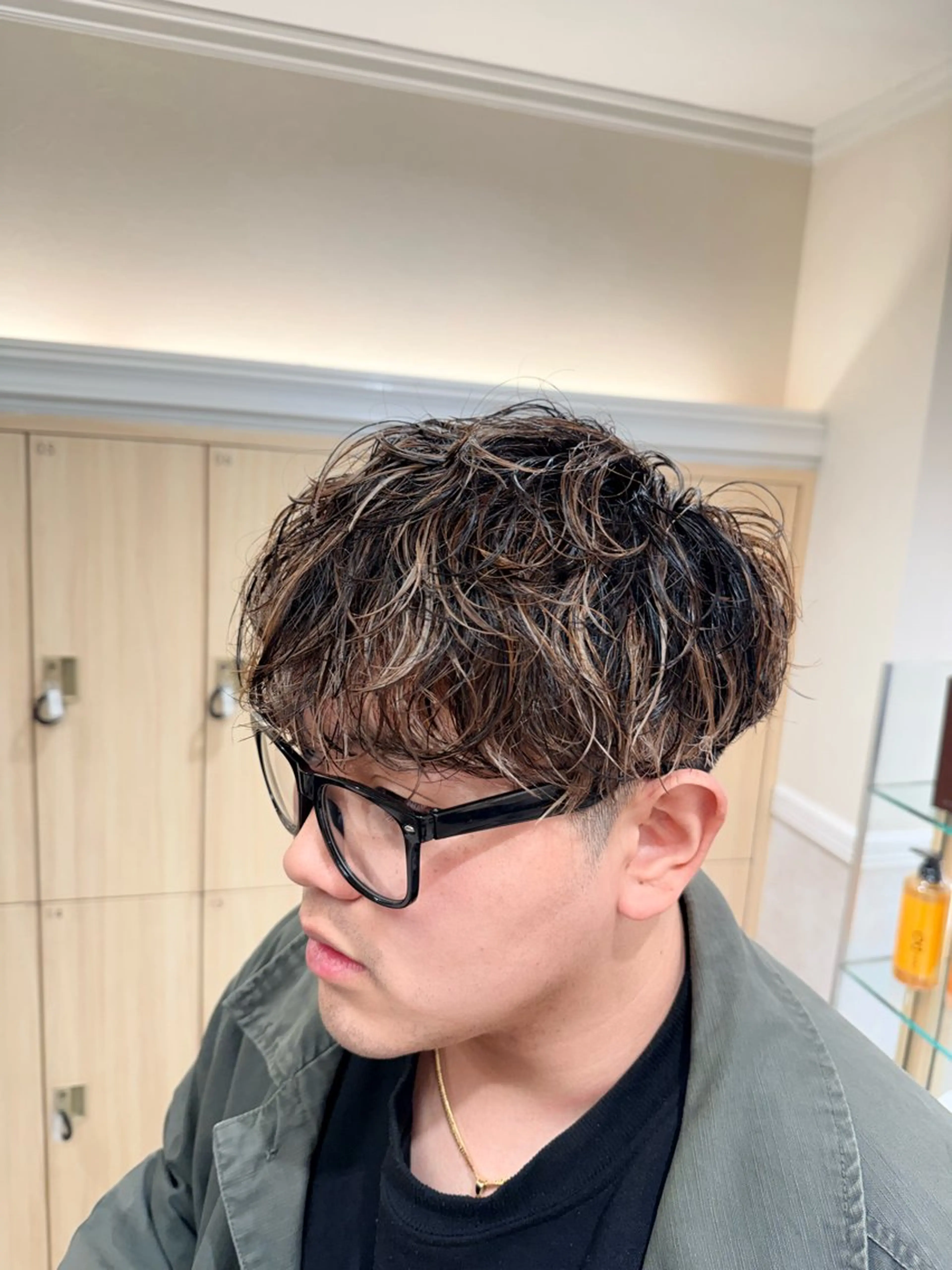 パーマ 中村/韓国風レイヤー 縮毛矯正、ハイライトのヘアスタイル