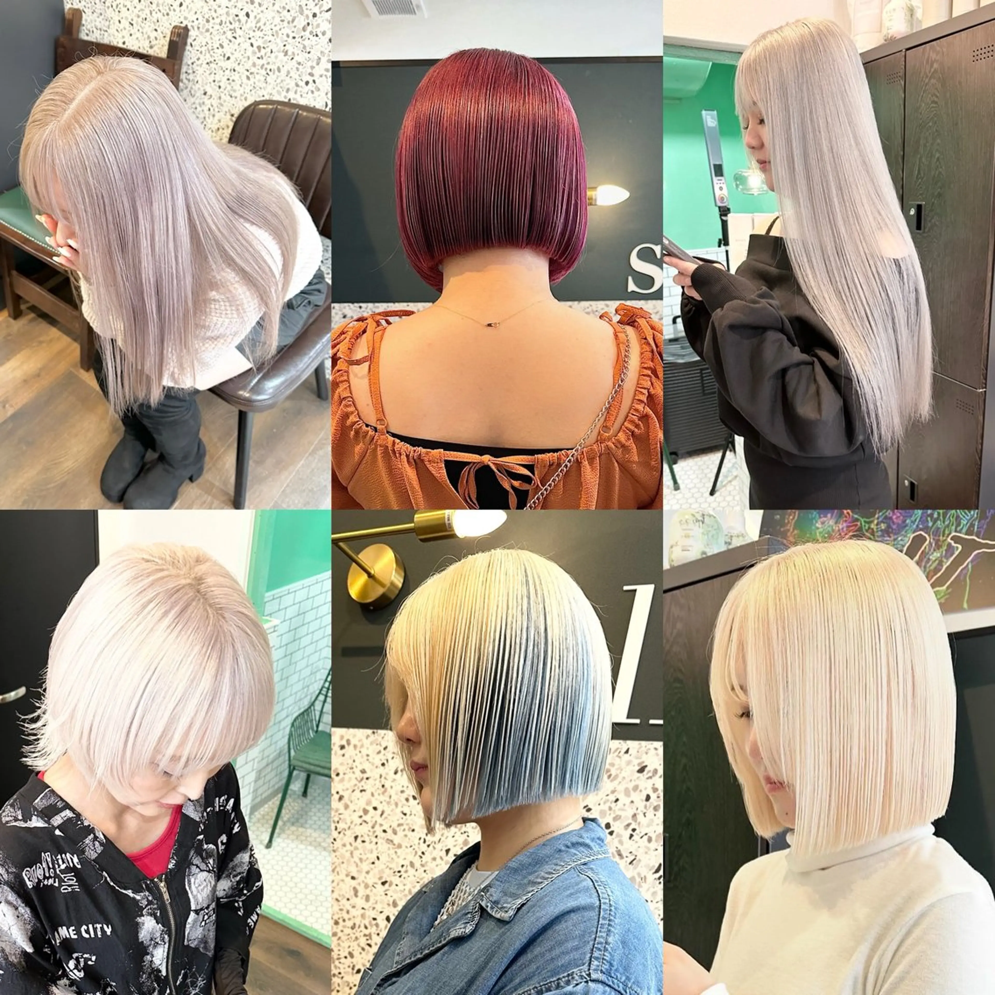 セミロング ヘアカラー 難波/心斎橋/ボブ/ 髪質改善/ハイトーンのヘアスタイル