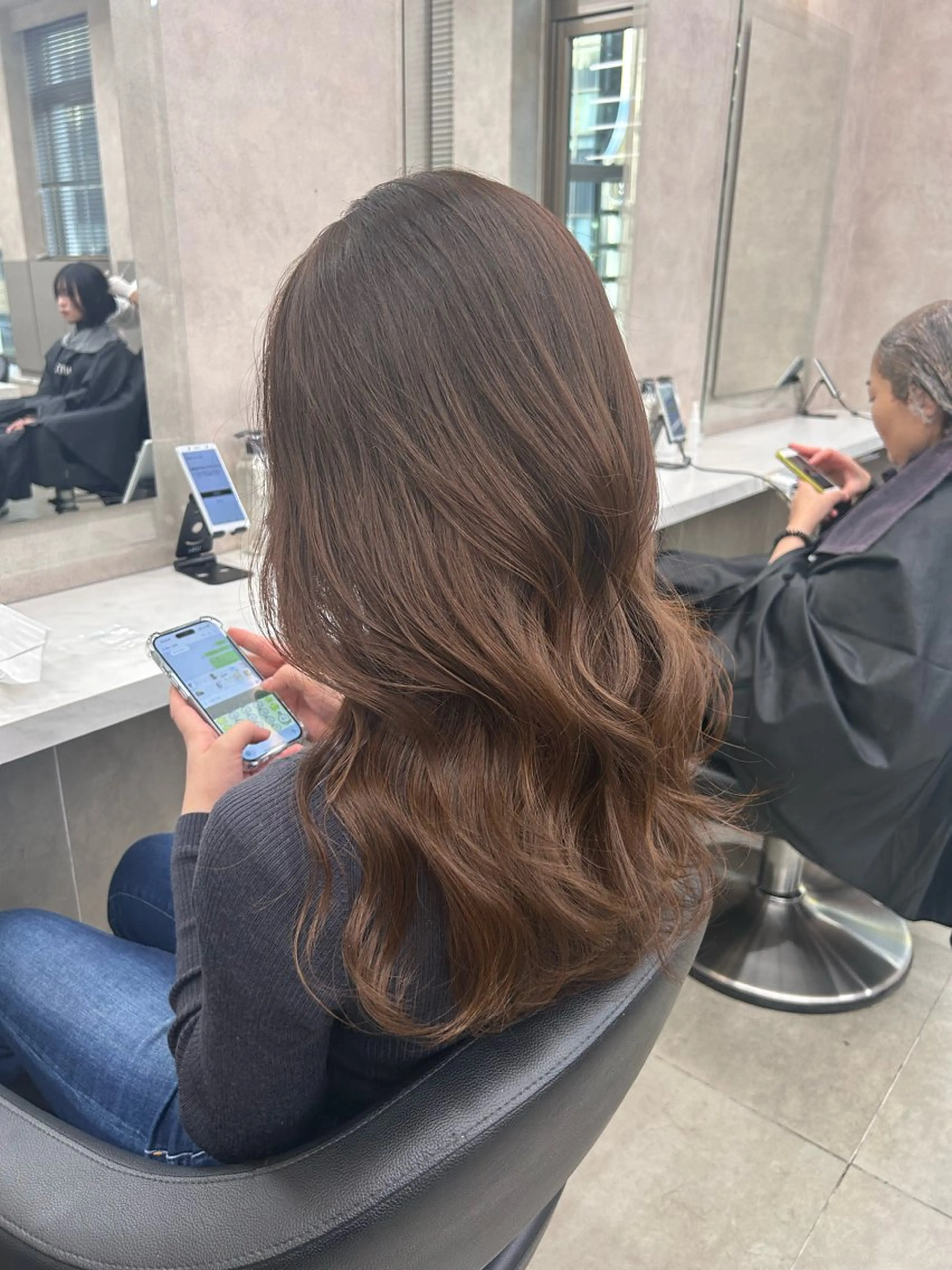 ロング カラー パーマ ヘアアレンジ メンズ キッズ レイヤーカット ブリーチなしカラー/ ブラウン/レイヤーのヘアスタイル