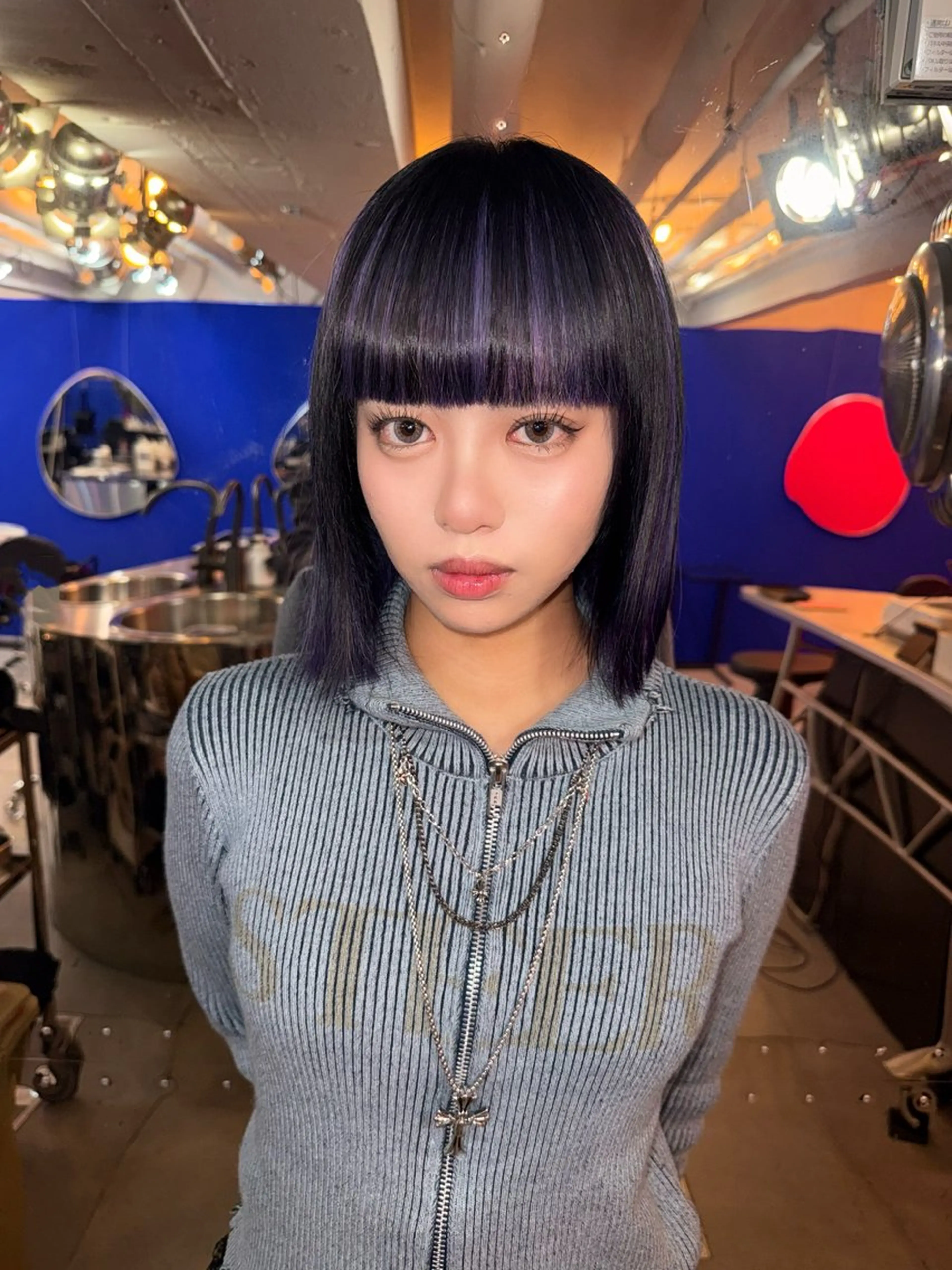 ショート カラー 黒髪 HARUNA/原宿/ デザイン/カットのヘアスタイル
