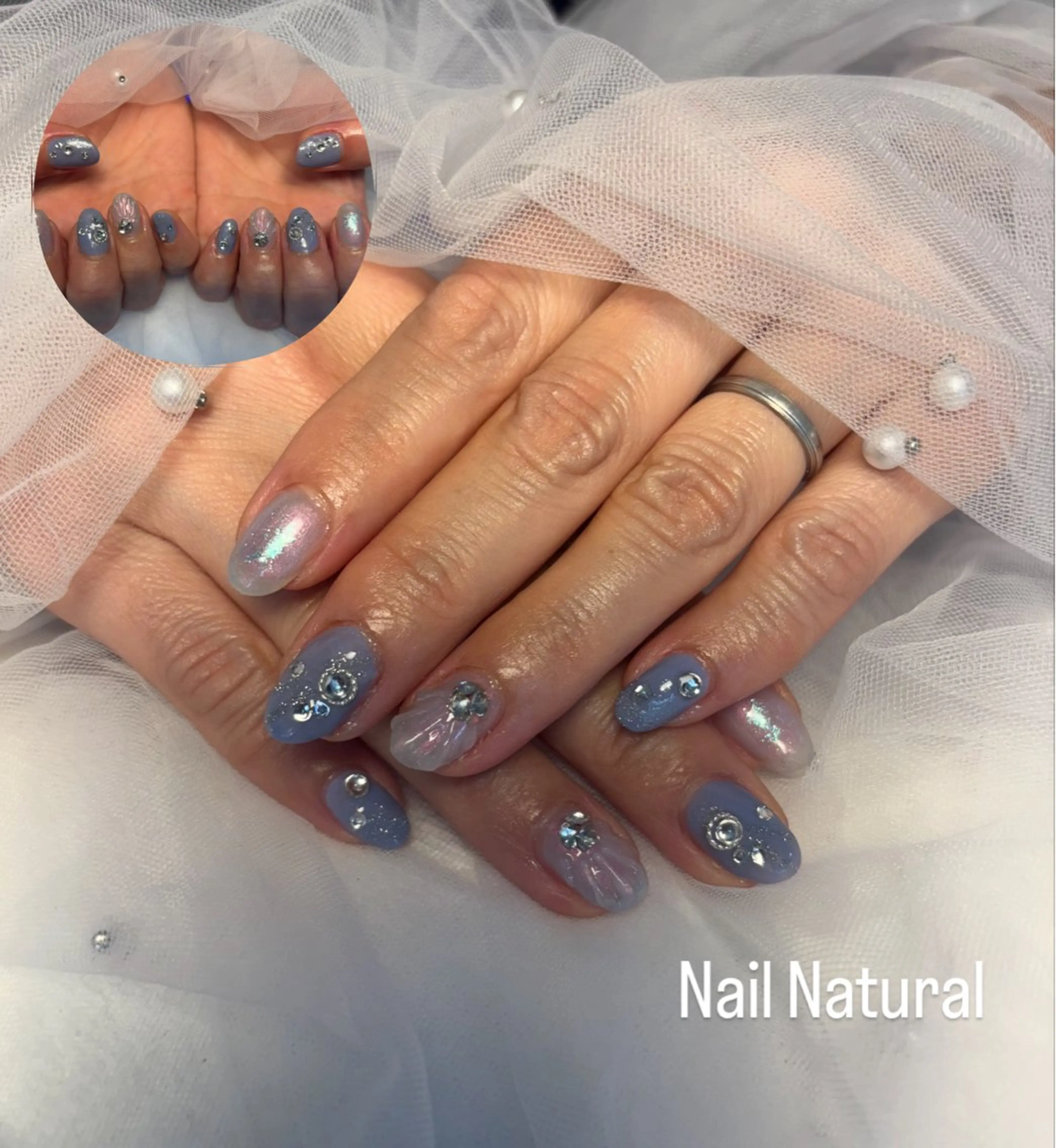 ネイル フラッシュネイル フットネイル フレンチネイル ジェルネイル ガラスフレンチ Nail salon Natulalのネイルデザイン