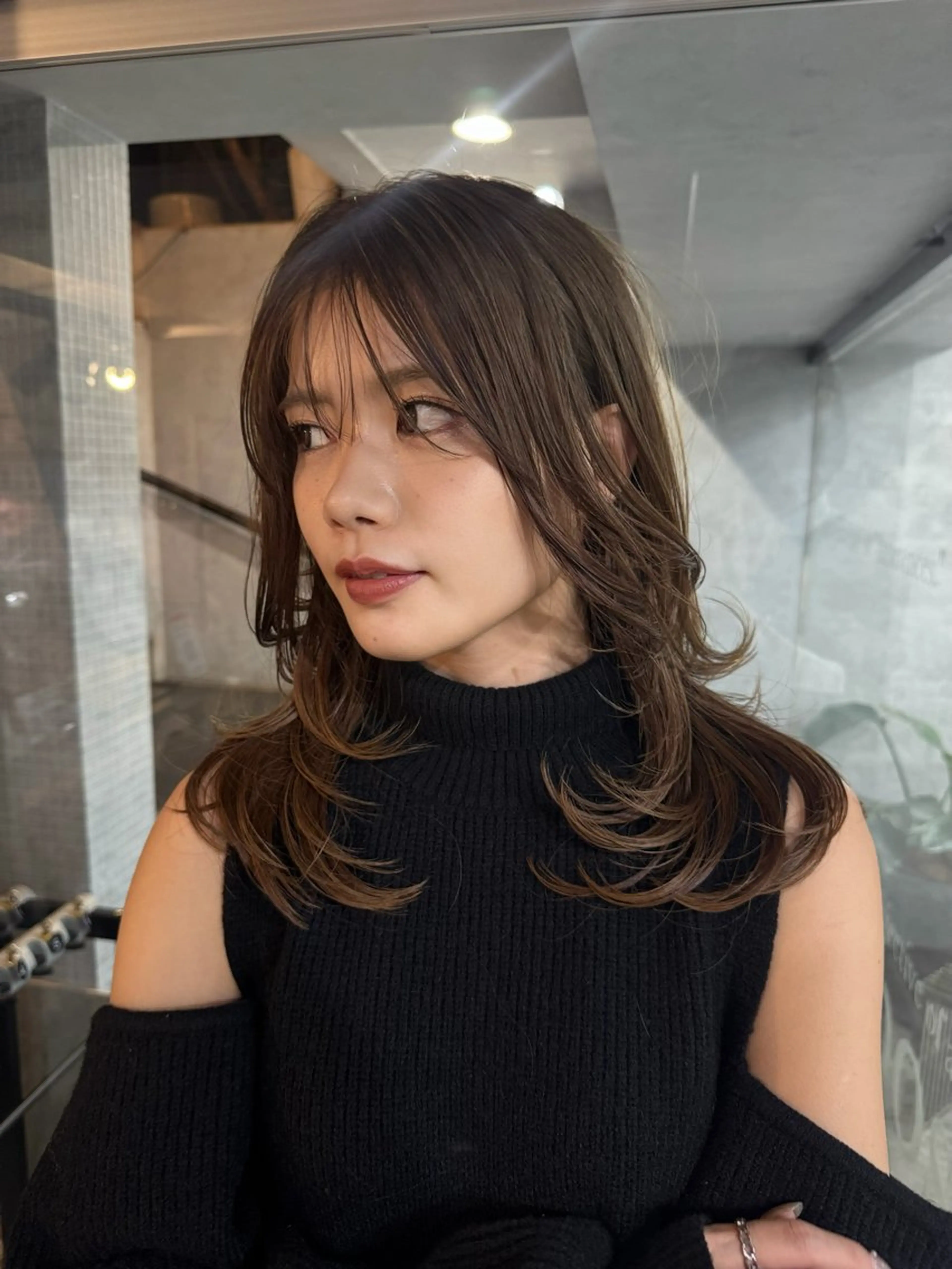 ミディアム カラー カット ヘアカラー トリートメント You/透明感カラー レイヤーカット/ボブのヘアスタイル