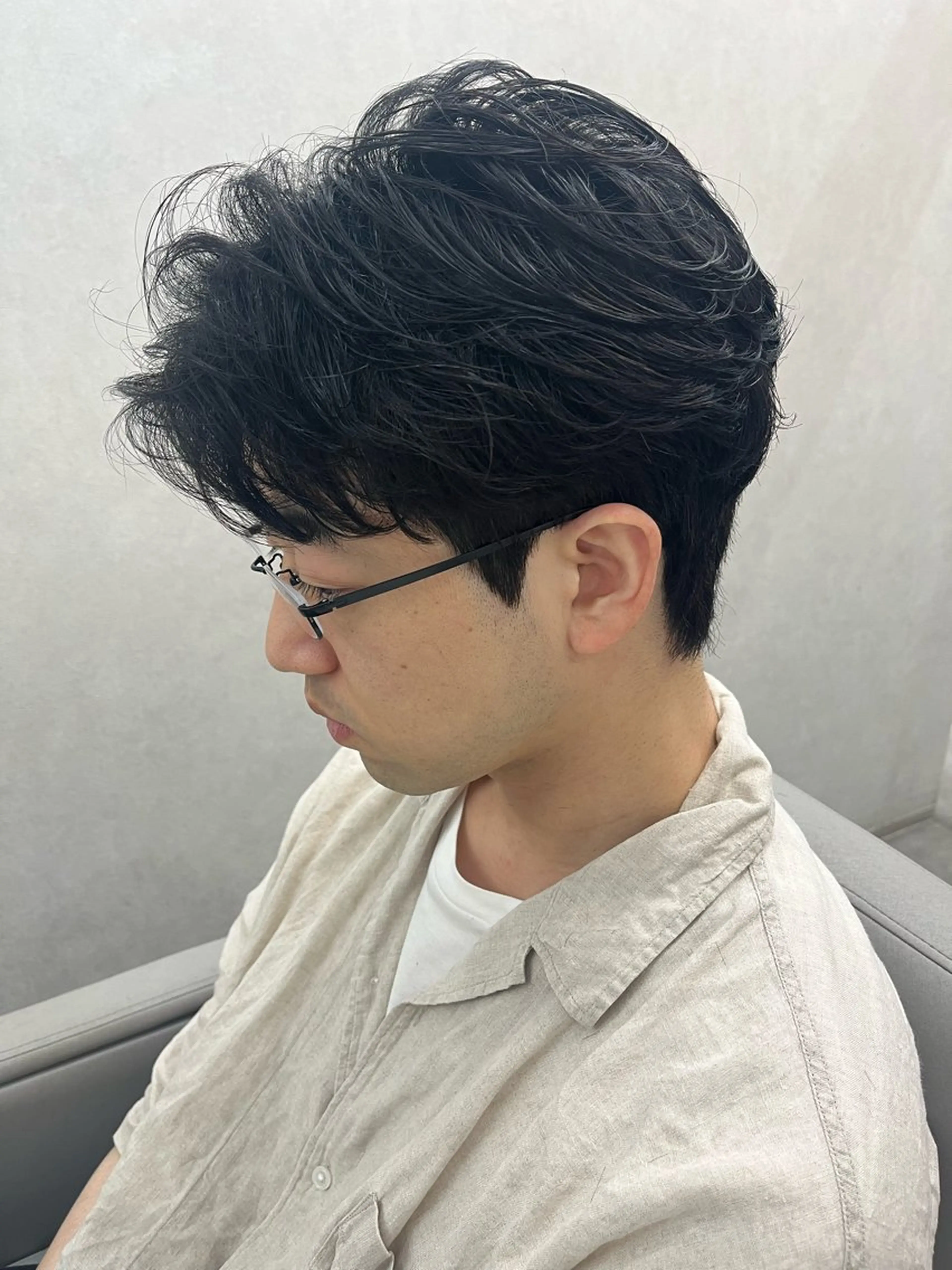 ショート パーマ メンズ ダウンパーマ フェザーパーマ メンズパーマ 水島 悠香子のヘアスタイル