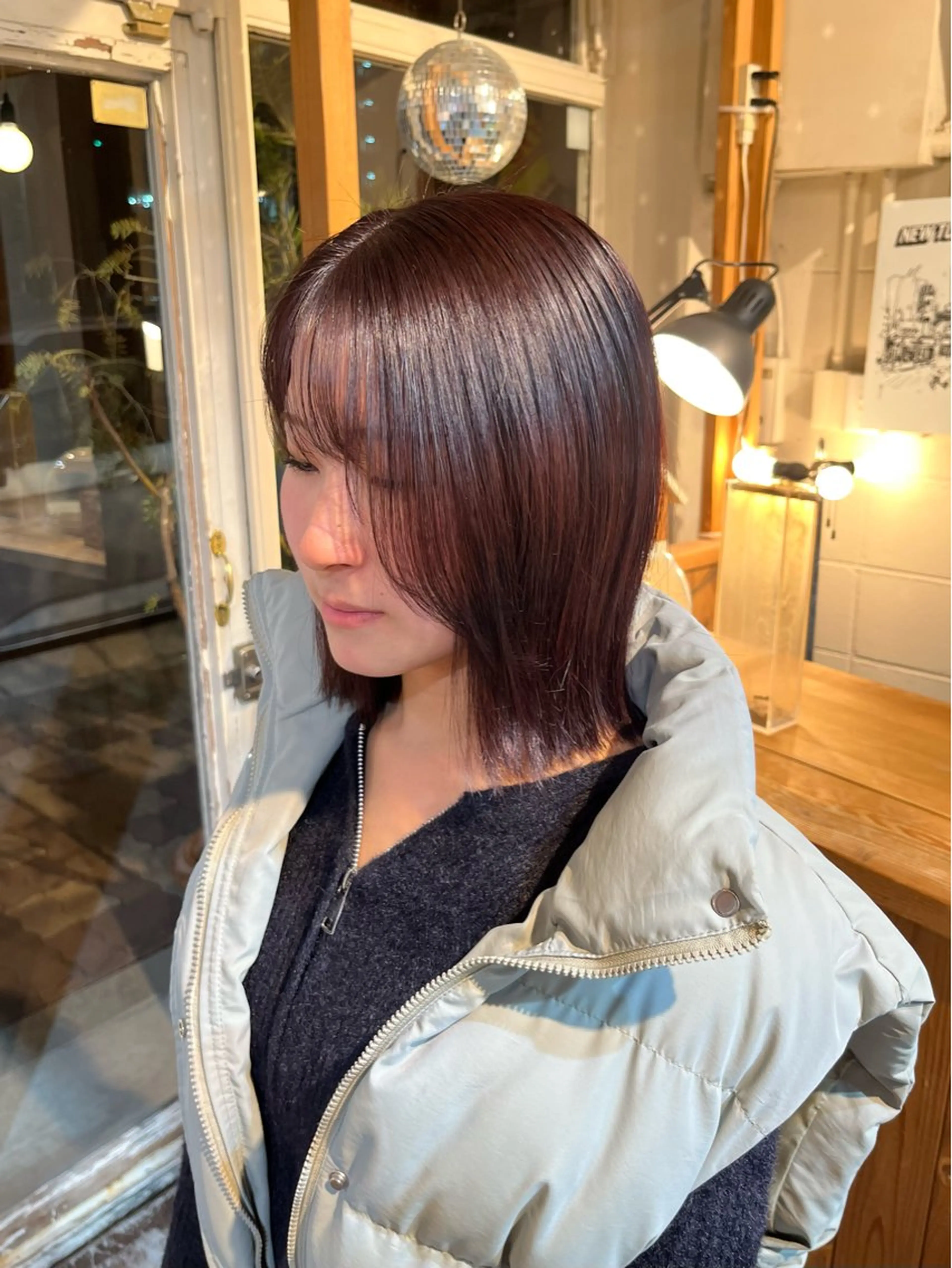 ミディアム カラー カシス Junmi/ﾁｶｼﾂ /堀江のヘアスタイル