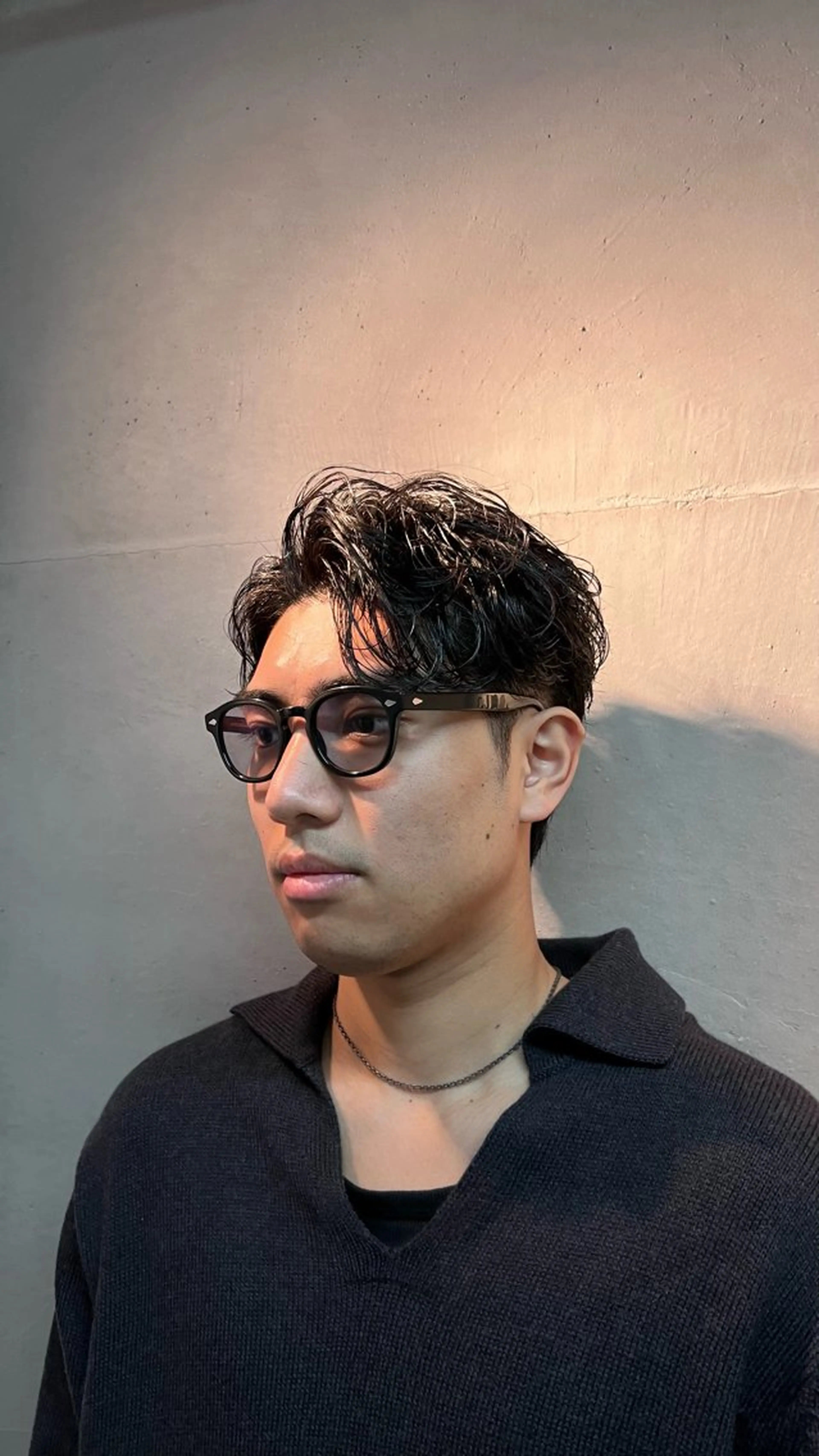 ショート パーマ メンズ センターパート メンズパーマ かきあげバング スパイラルパーマ 💥メンズパーマ /表参道/モント💥のヘアスタイル