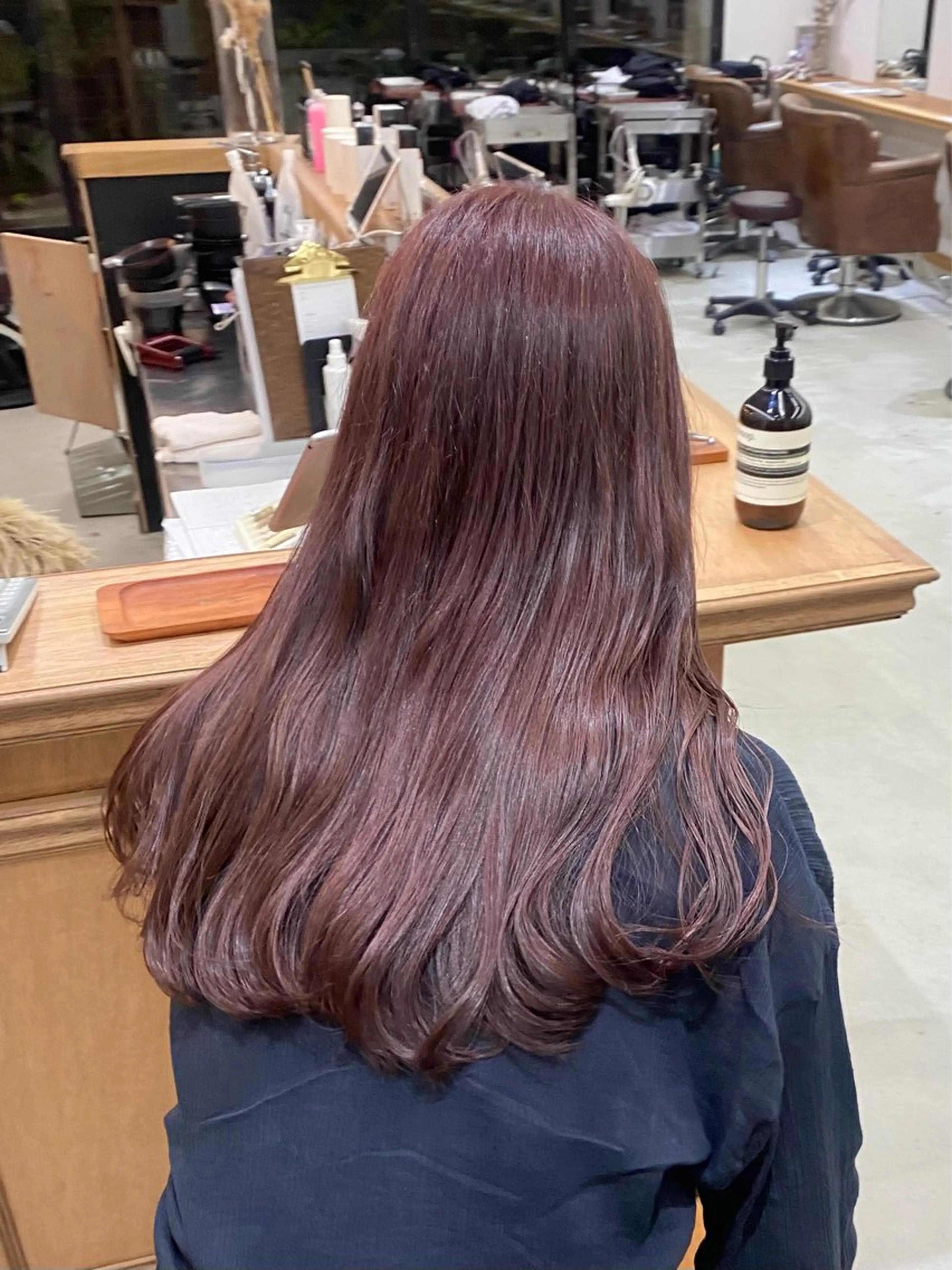 ロング カラー ヘアアレンジ ブリーチ ボルドーカラー ブリーチなしカラー ハル🌸柔色/ ブリーチなし/艶髪のヘアスタイル