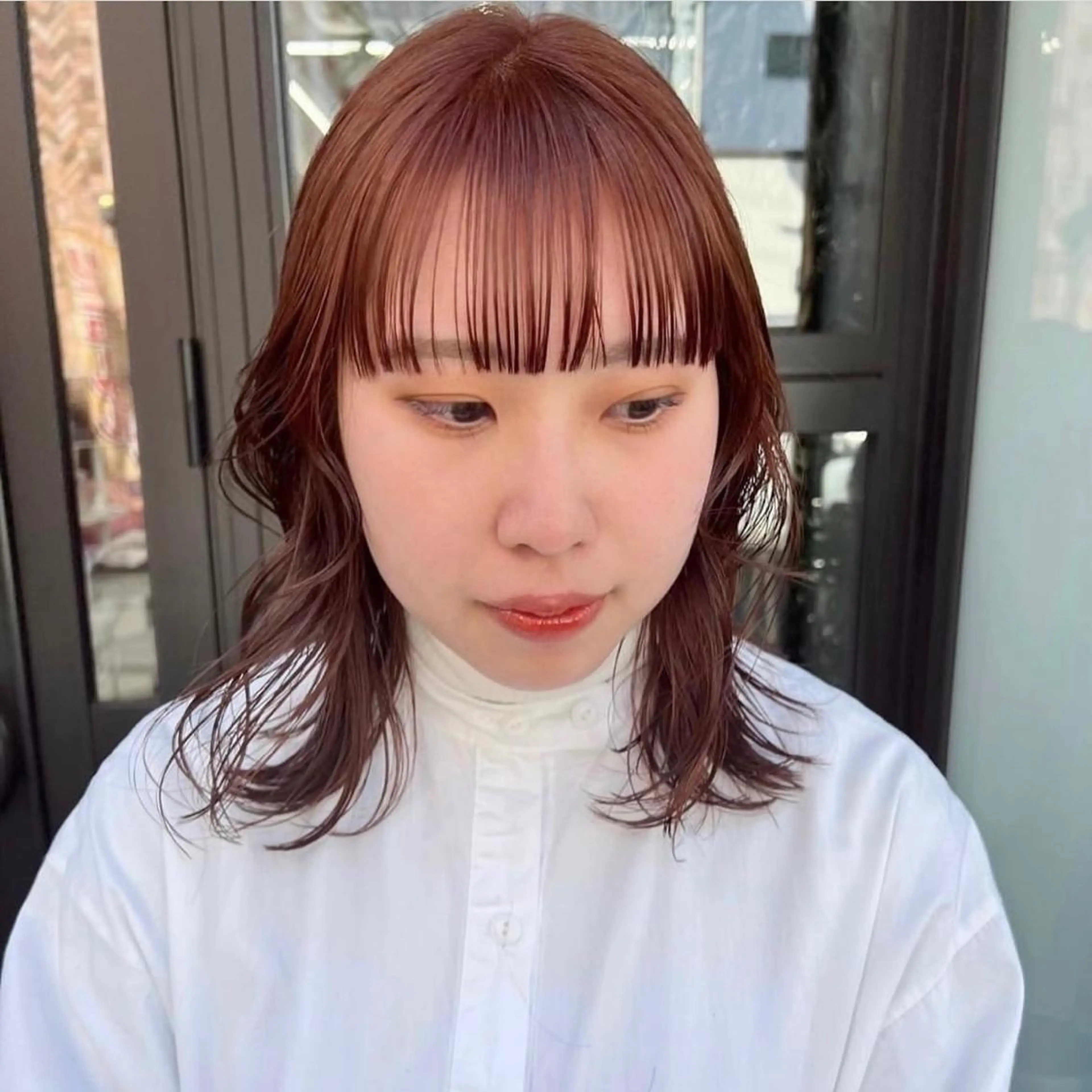 ロング カラー ブリーチ ブラウンカラー ダブルカラー ブリーチなしカラー オレンジ arisa/暖色 /伏見/レイヤーのヘアスタイル