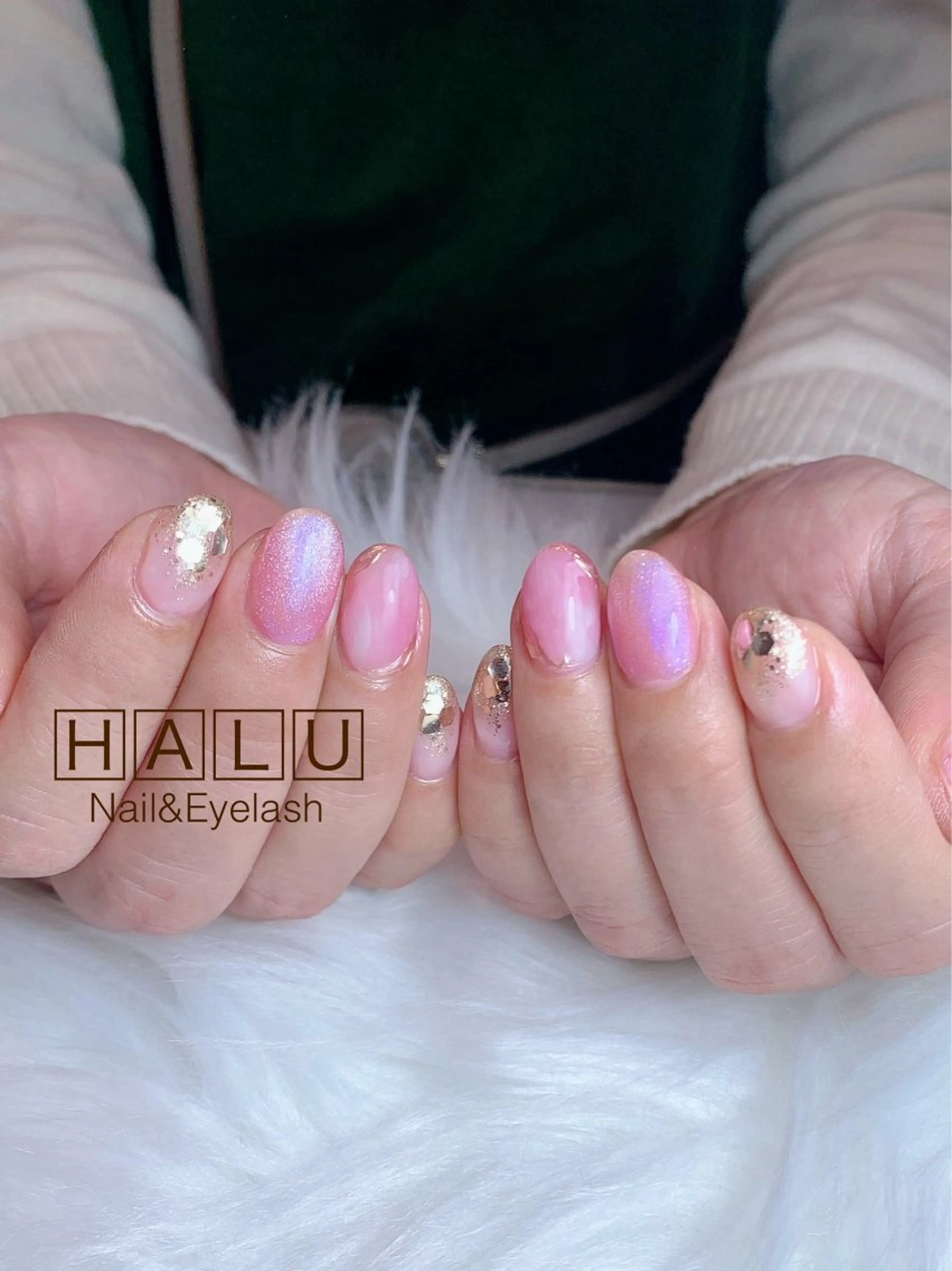 ネイル ゴールド ピンク バレンタイン HALU ハルのネイルデザイン