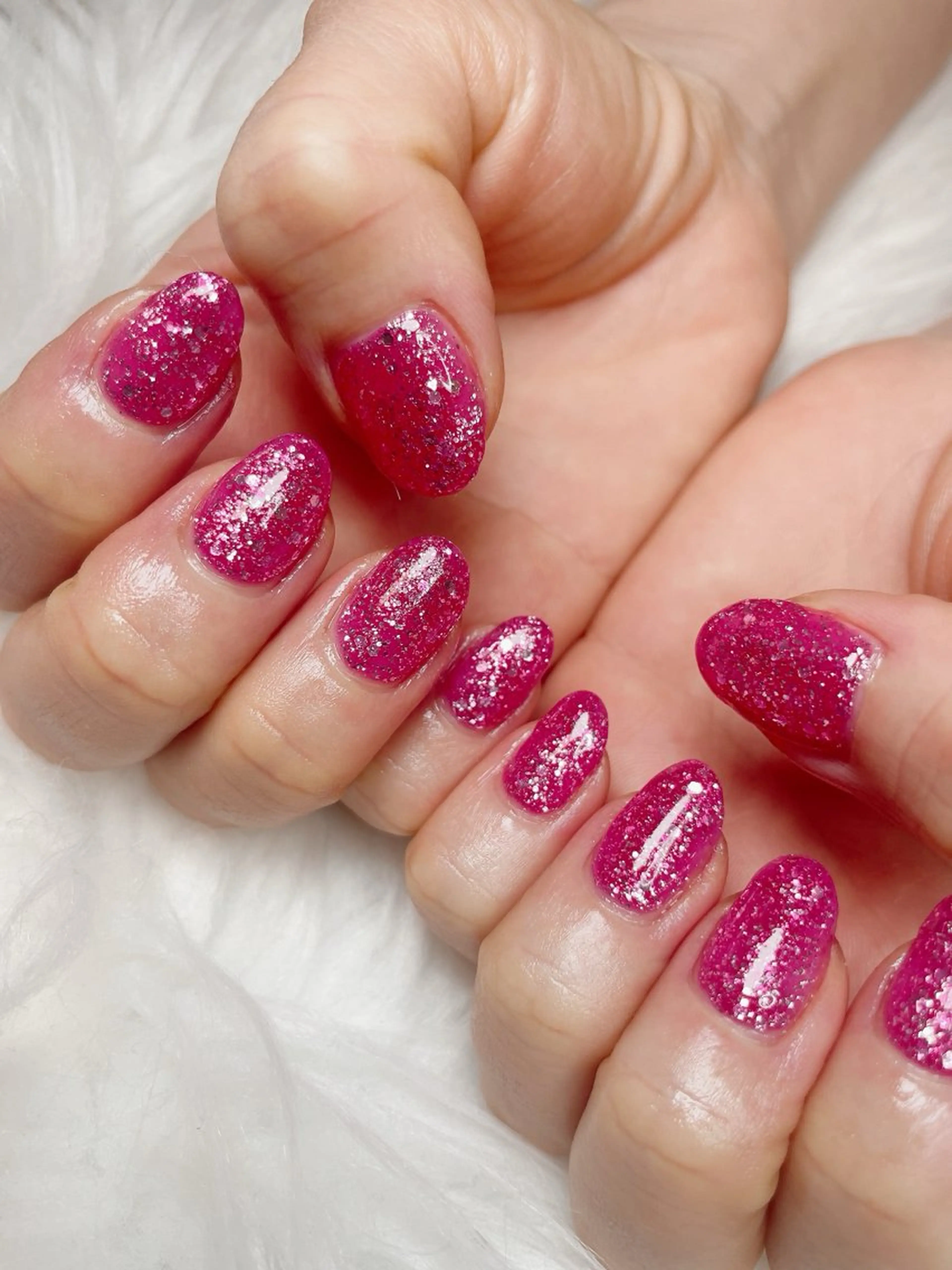 ネイル ラメ(グリッター) ピンク ハンドネイル nailsalon Rinのネイルデザイン