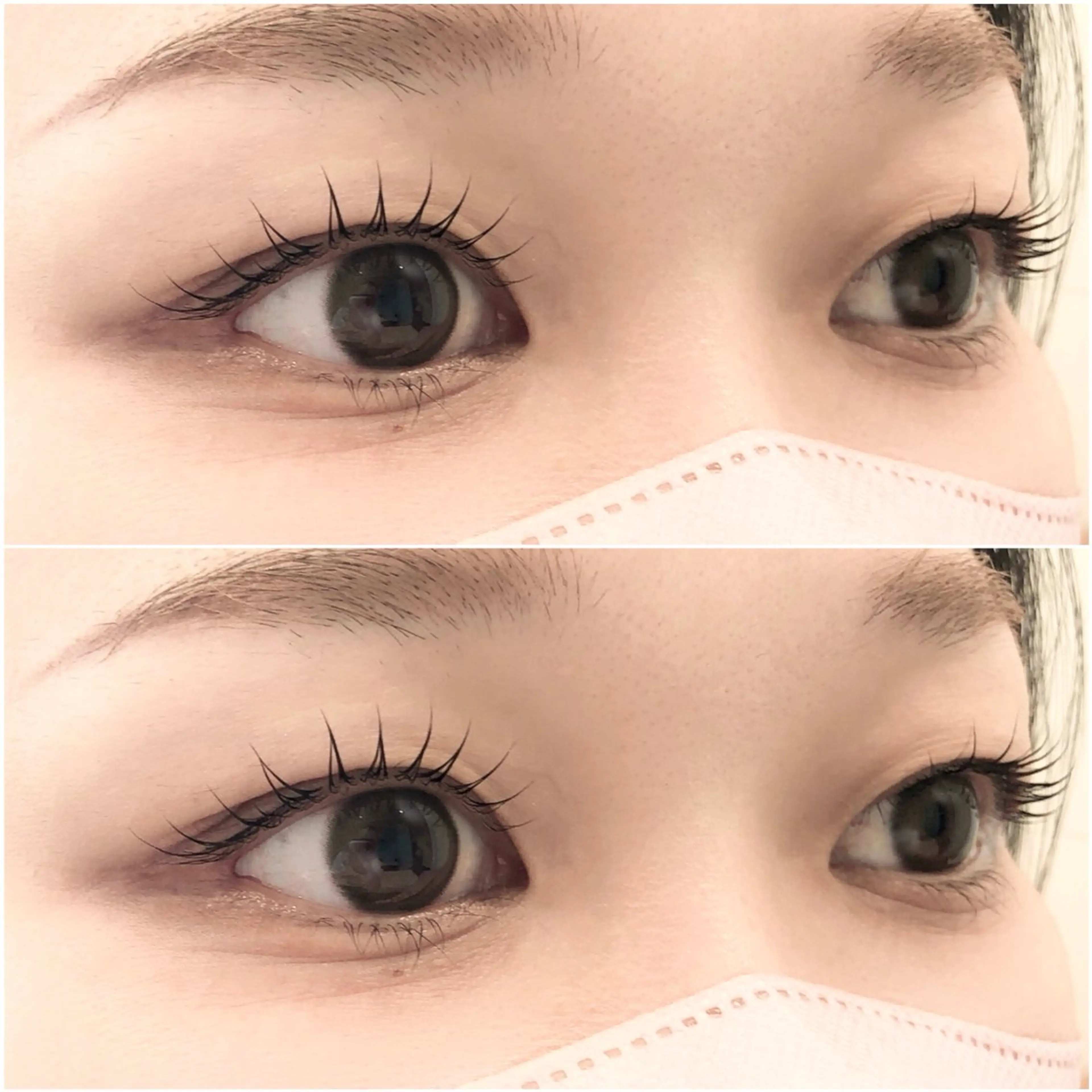 マツエク・マツパ 岩戸優奈 束感まつげ ピンク/ベージュのヘアスタイル