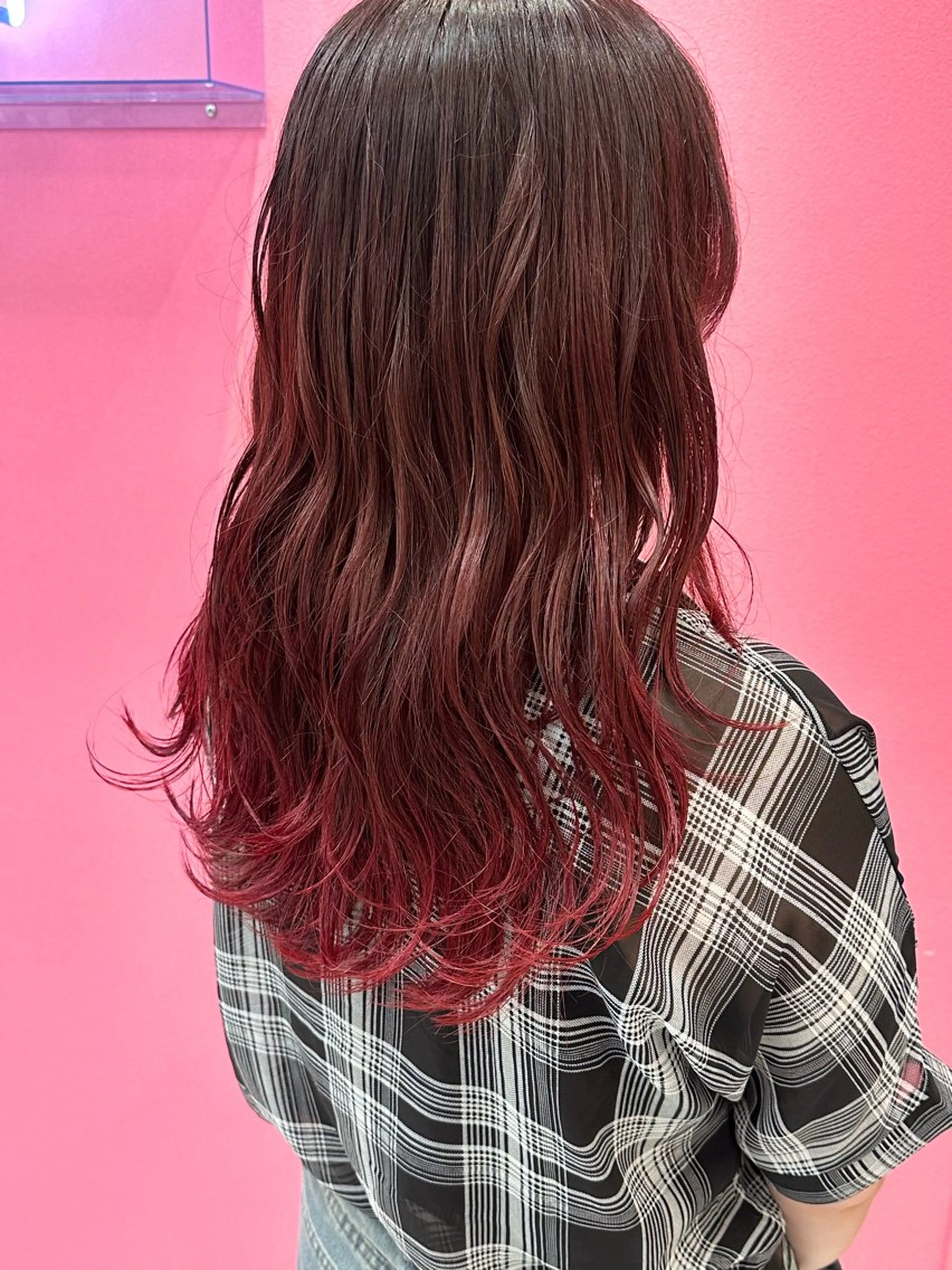 ロング カラー グラデーションカラー レッドカラー 💘韓国カラー💘 クルミのヘアスタイル