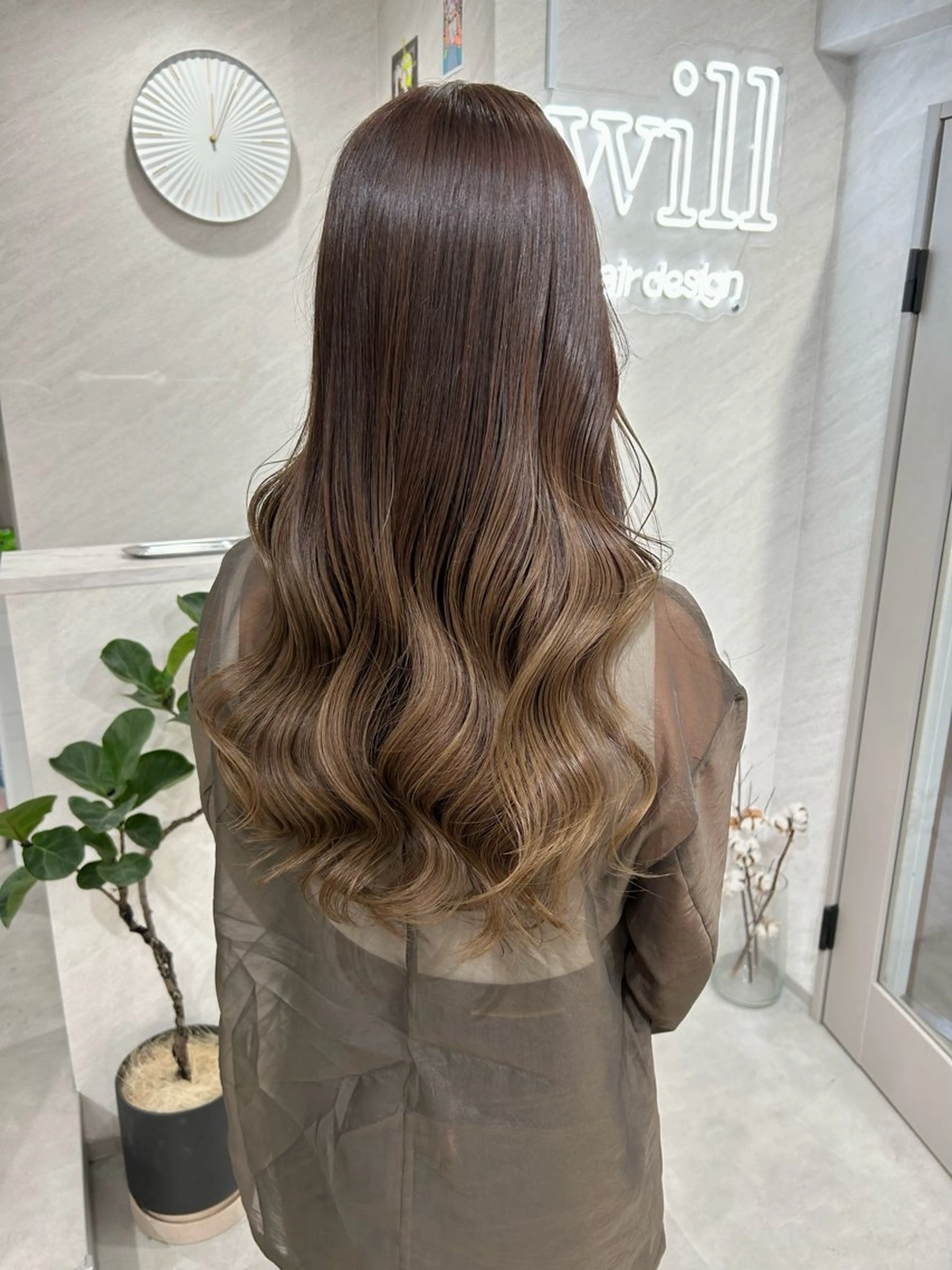 ロング カラー カット ヘアカラー トリートメント 髪質改善will hairdesignのヘアスタイル