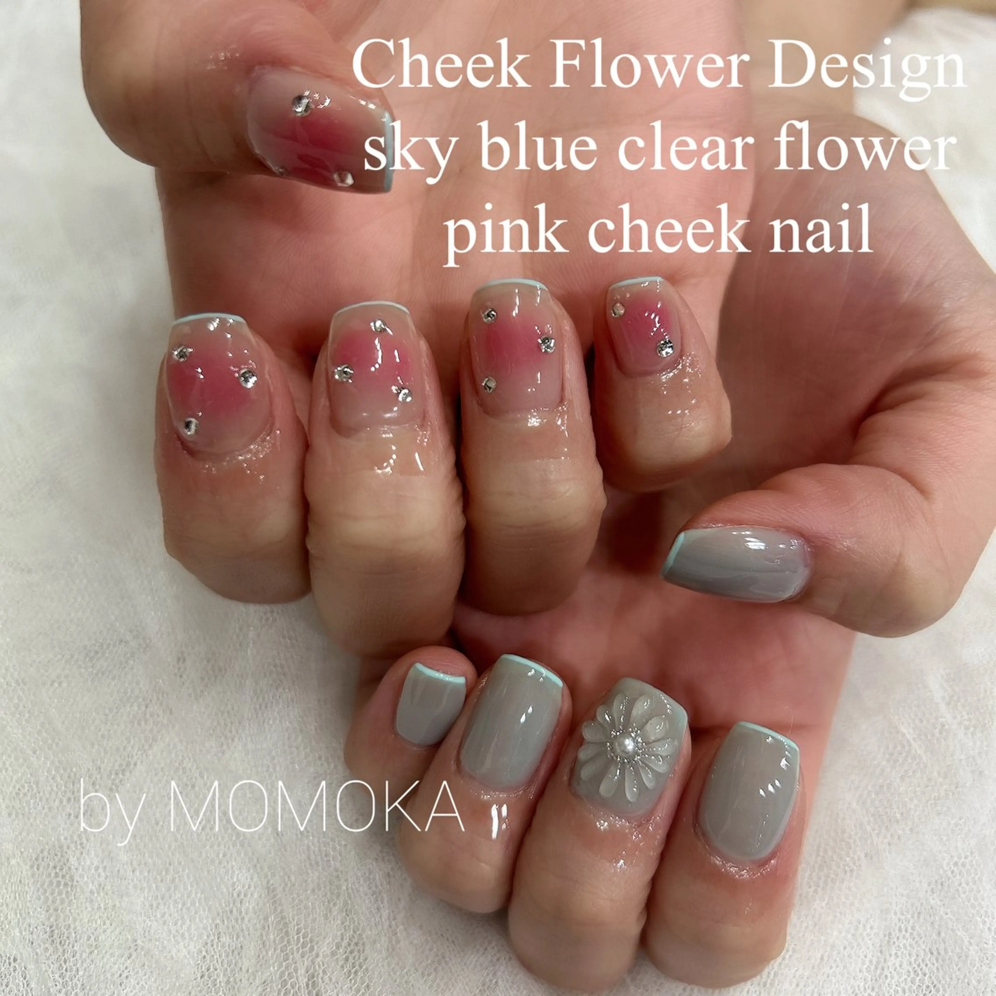 ネイル チークネイル フラワーネイル Momo nailsalonのネイルデザイン