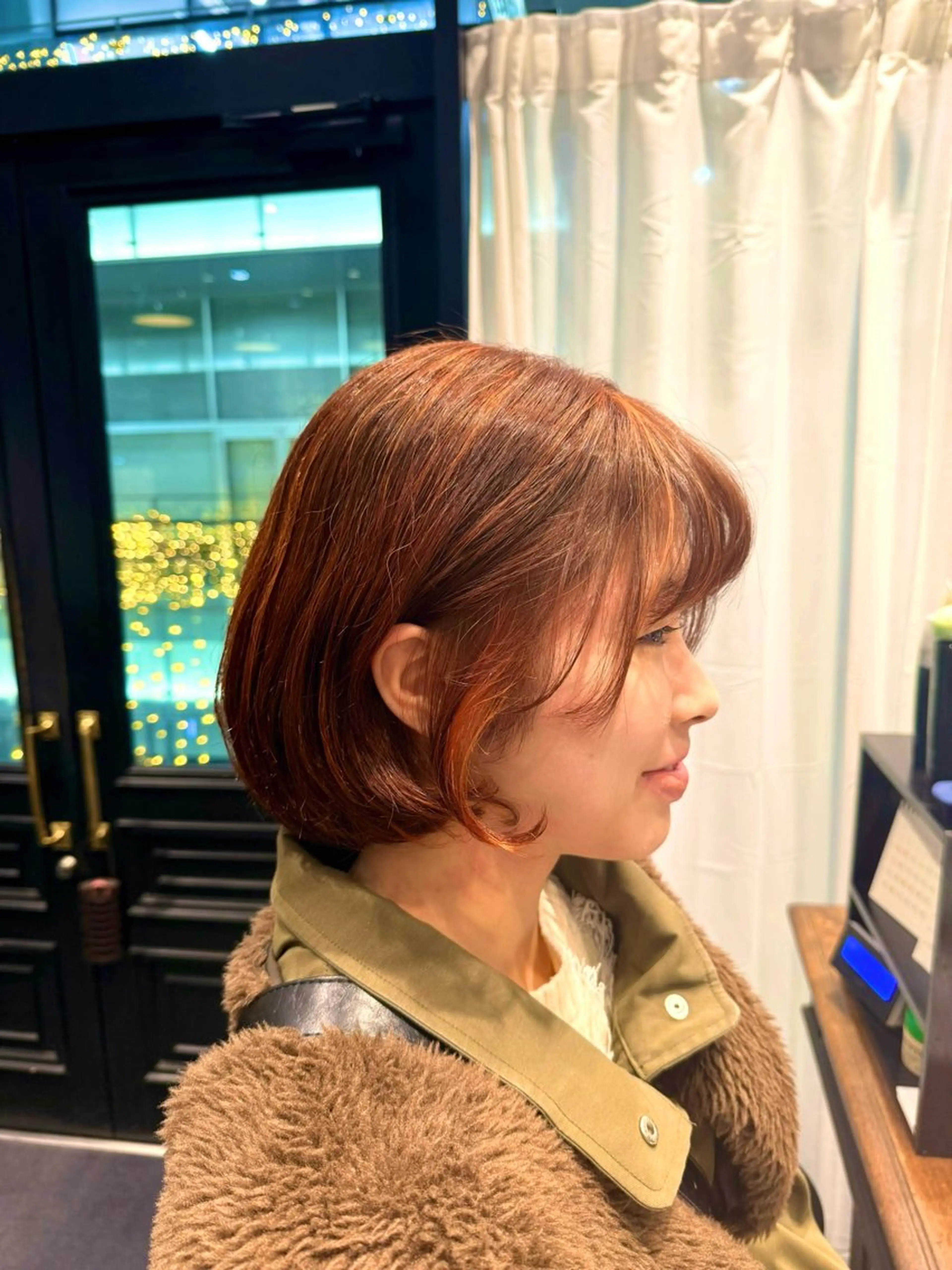 カラー ブラウンカラー ハイライトカラー オレンジ オレンジブラウン ヘアカラー 水谷 華子のヘアスタイル