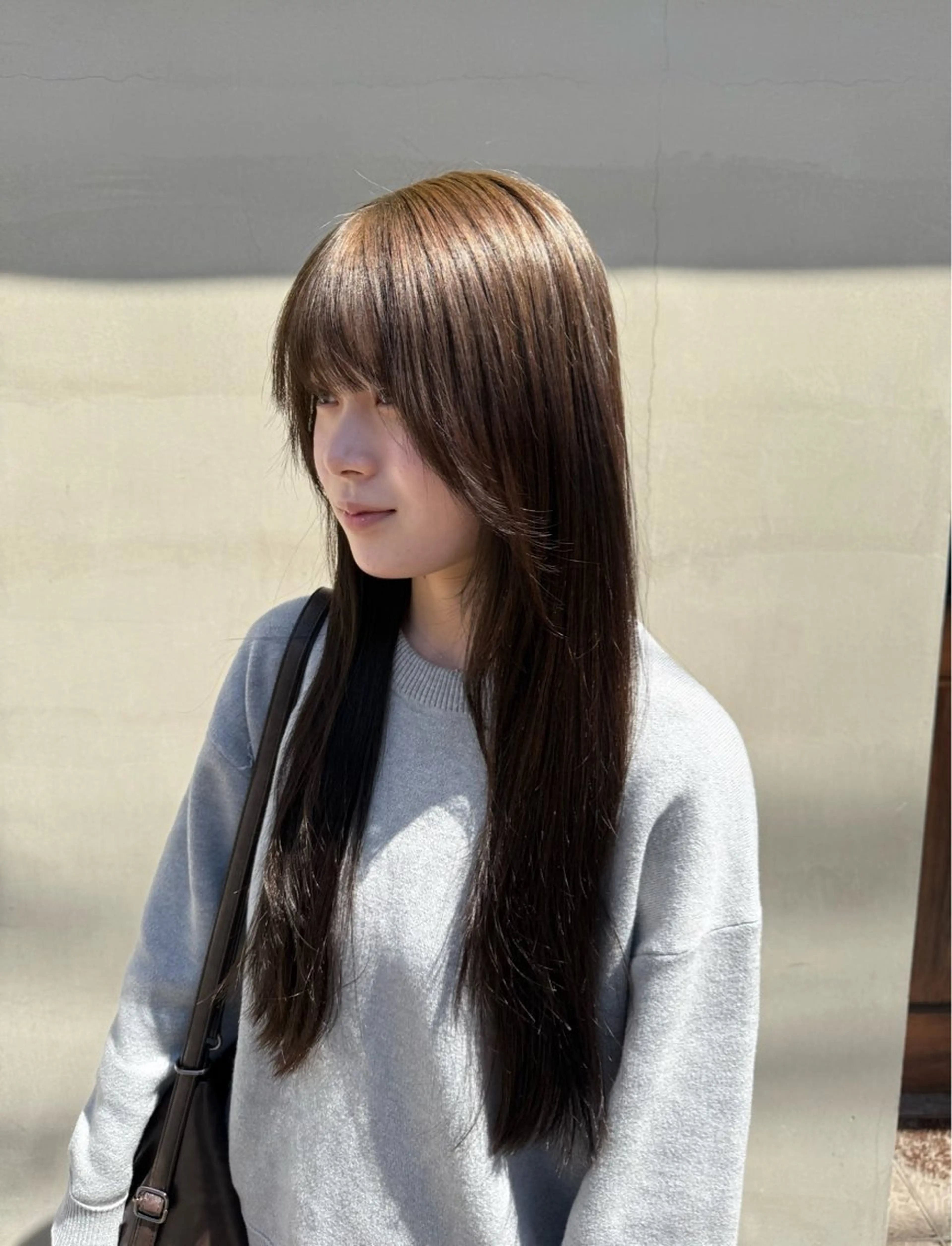 ロング シアーブラウン ヘアカラー グレージュ /赤み消し/ヤマのヘアスタイル