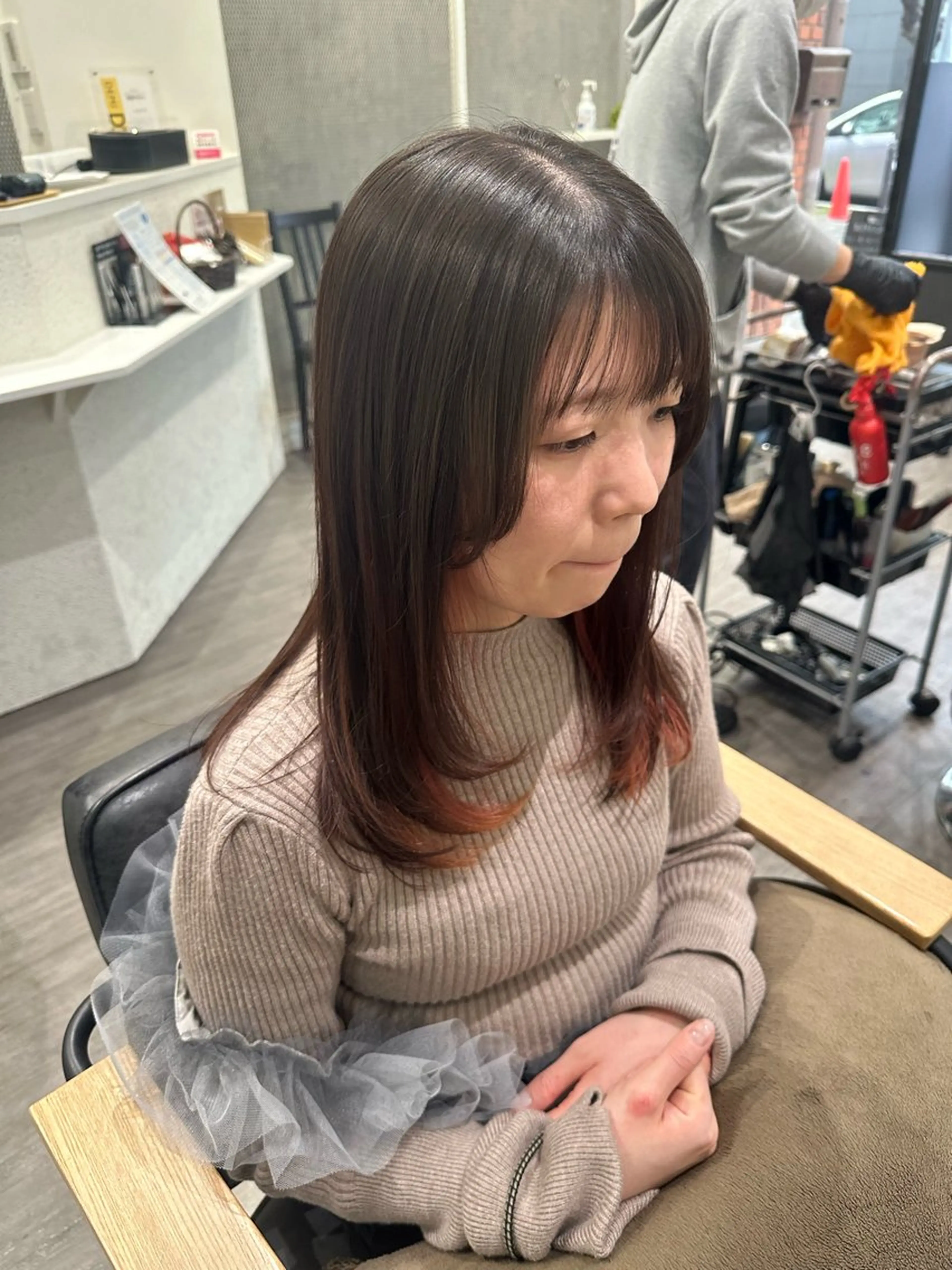 ミディアム 顔まわりレイヤー レイヤーカット カット トリートメント 艶髪レイヤー上田 紗也🇰🇷💗のヘアスタイル