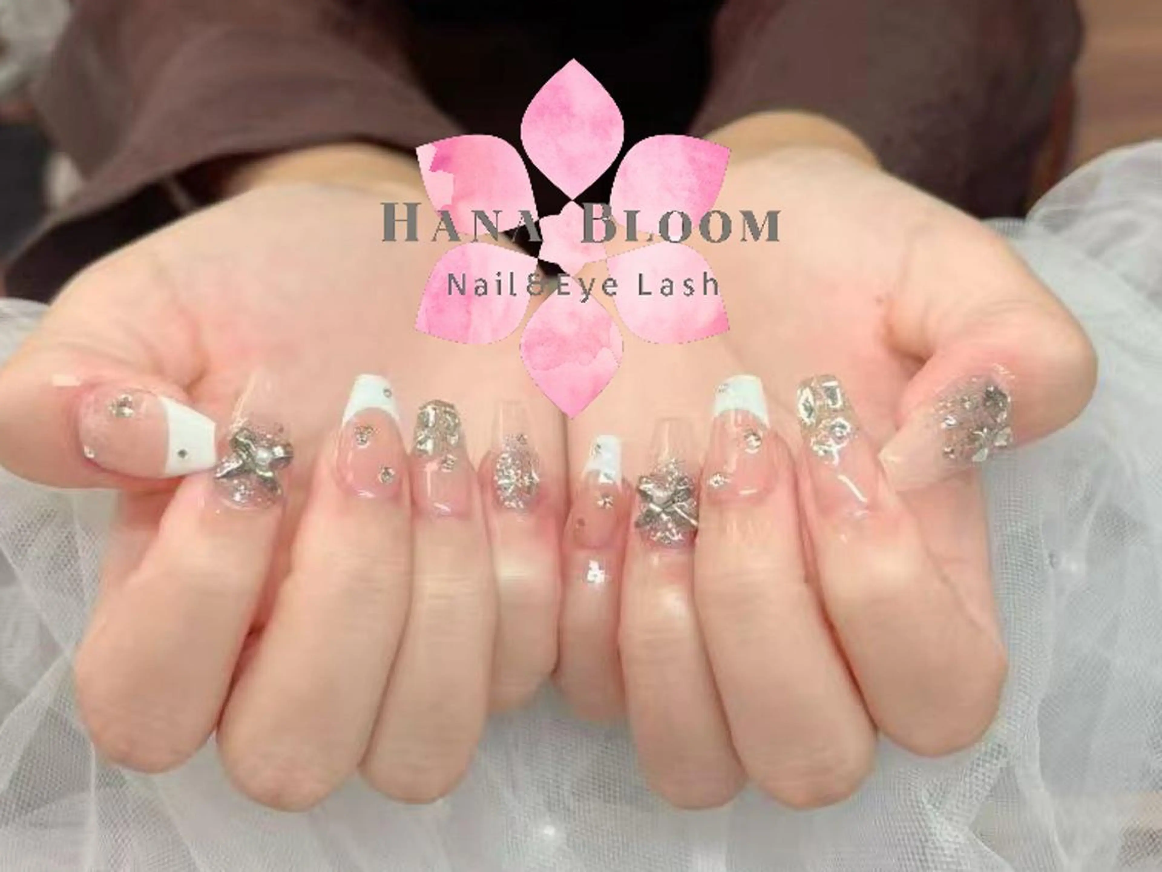 ネイル 長さ出し フレンチネイル ジェルネイル ガラスフレンチ 韓国ネイル Hana Bloom Nail💛Rinaのネイルデザイン