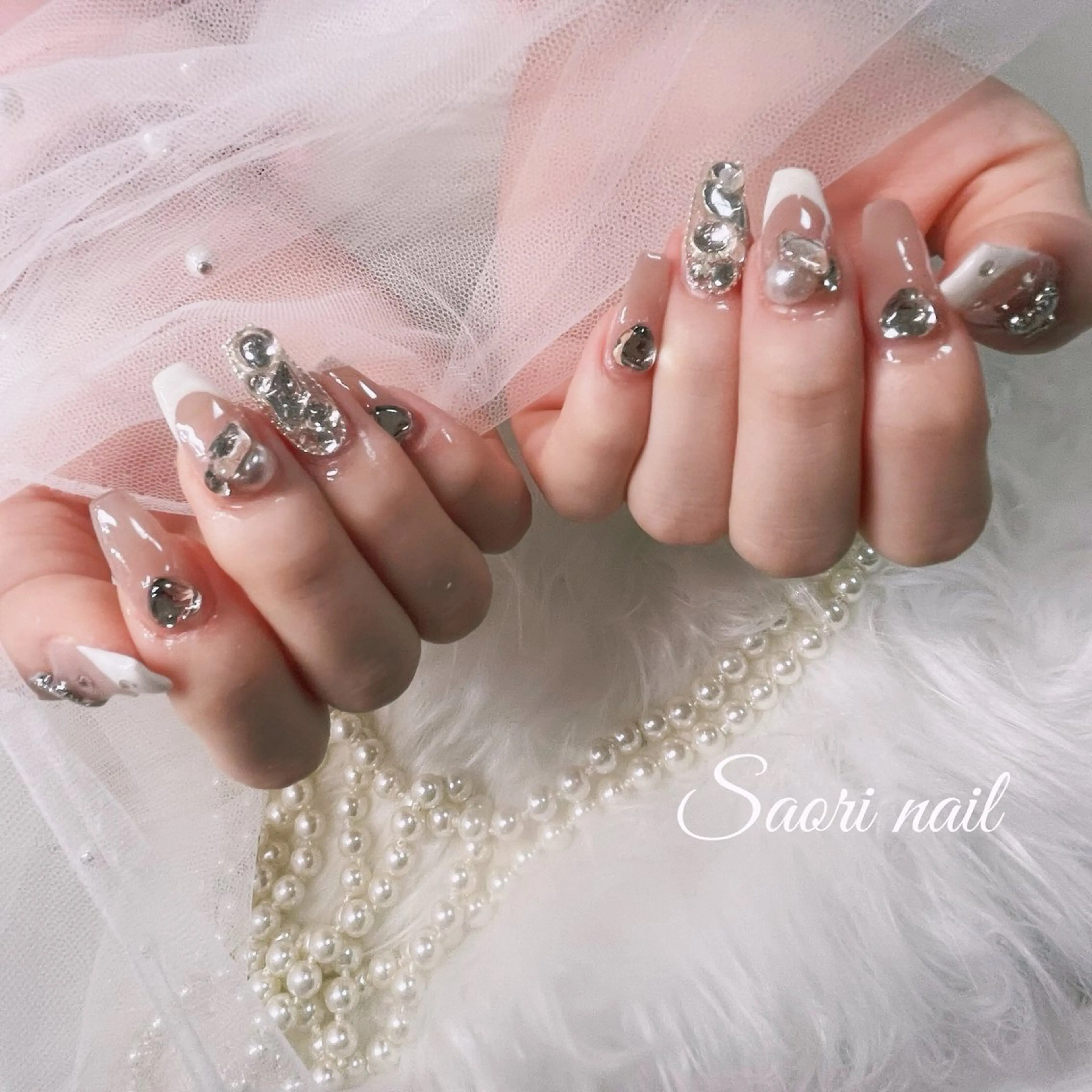 ネイル アートネイル フレンチネイル ジェルネイル 韓国ネイル ネイルチップ 安部 沙織のネイルデザイン