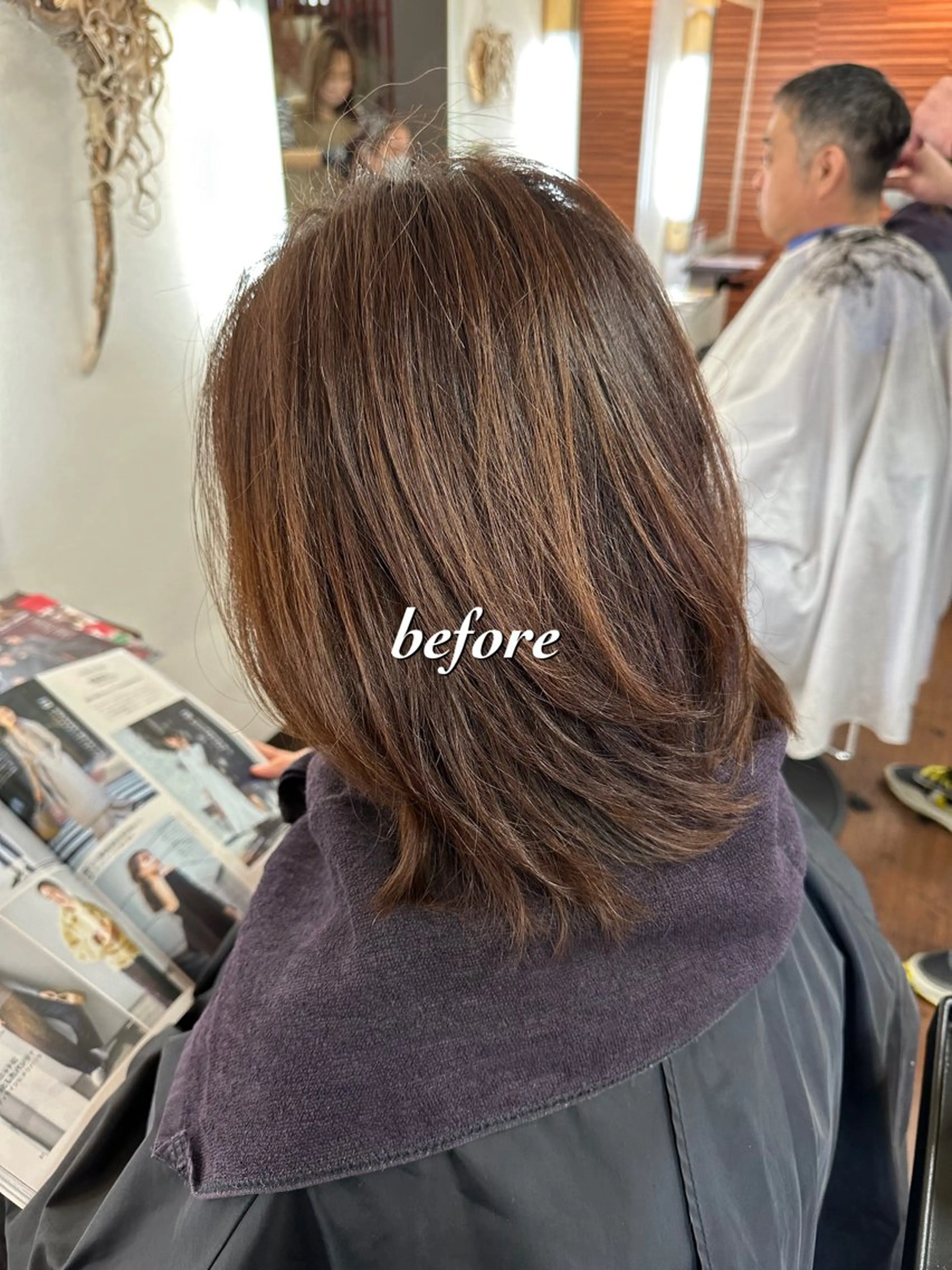 ミディアム カラー くびれヘア カット ヘアカラー 大人女性の艶カット カラー/菊池柊真🌟のヘアスタイル