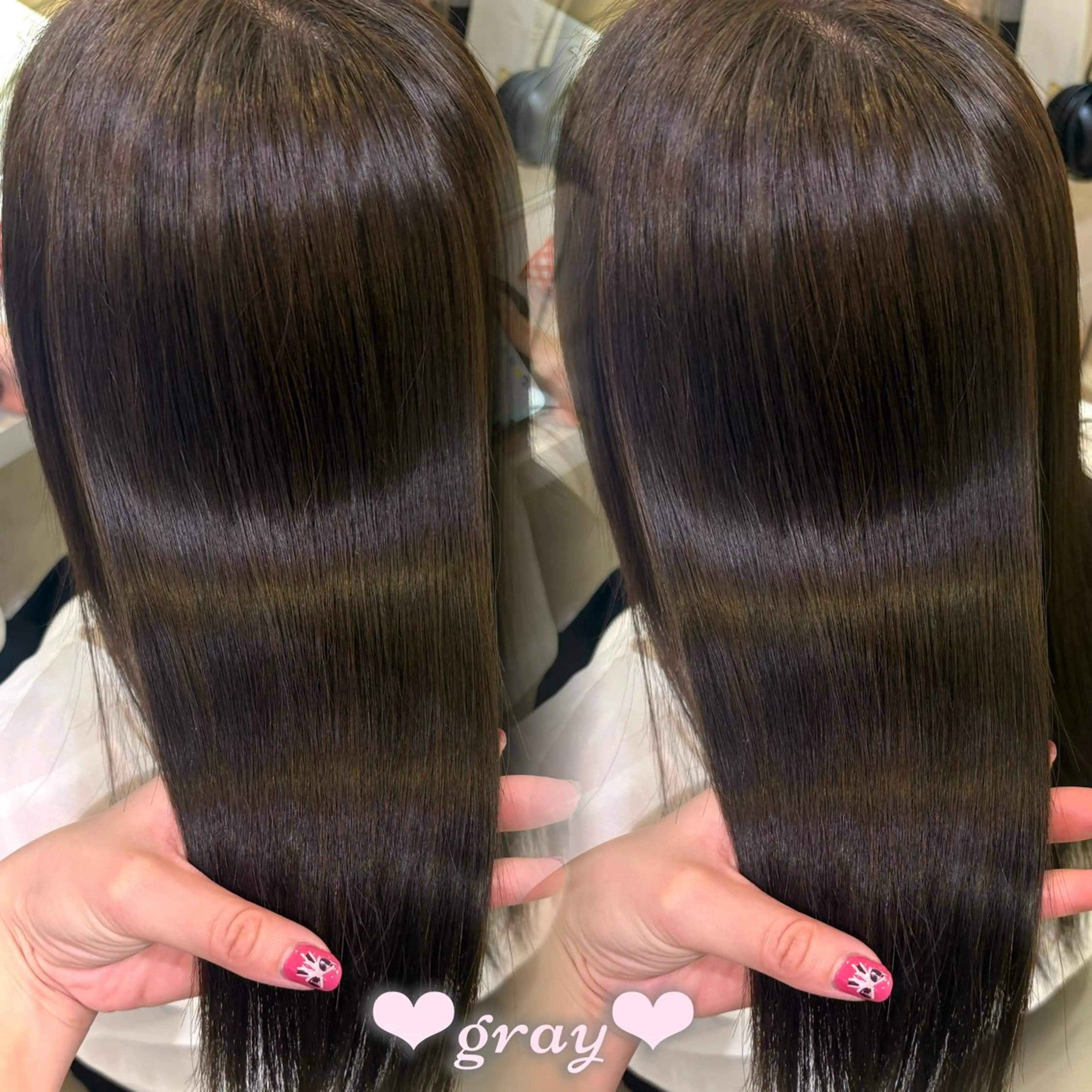 ロング カラー グレージュ カット ヘアカラー 新宿/艶カラー 🎀韓国ヘアKANAのヘアスタイル