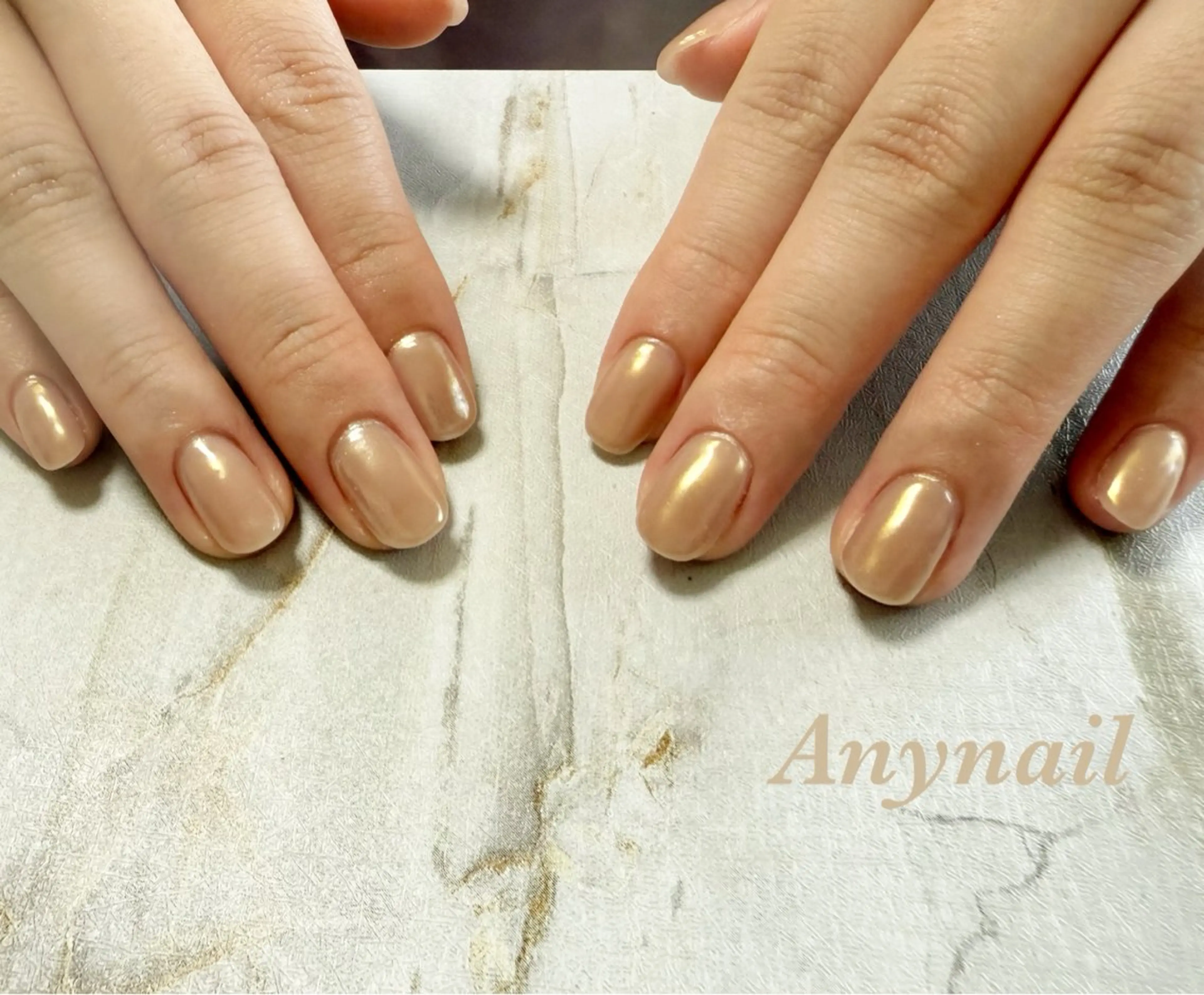 ネイル オーロラネイル ブルー ミラーネイル オフィスネイル ハンドネイル 岩澤 恵子のネイルデザイン