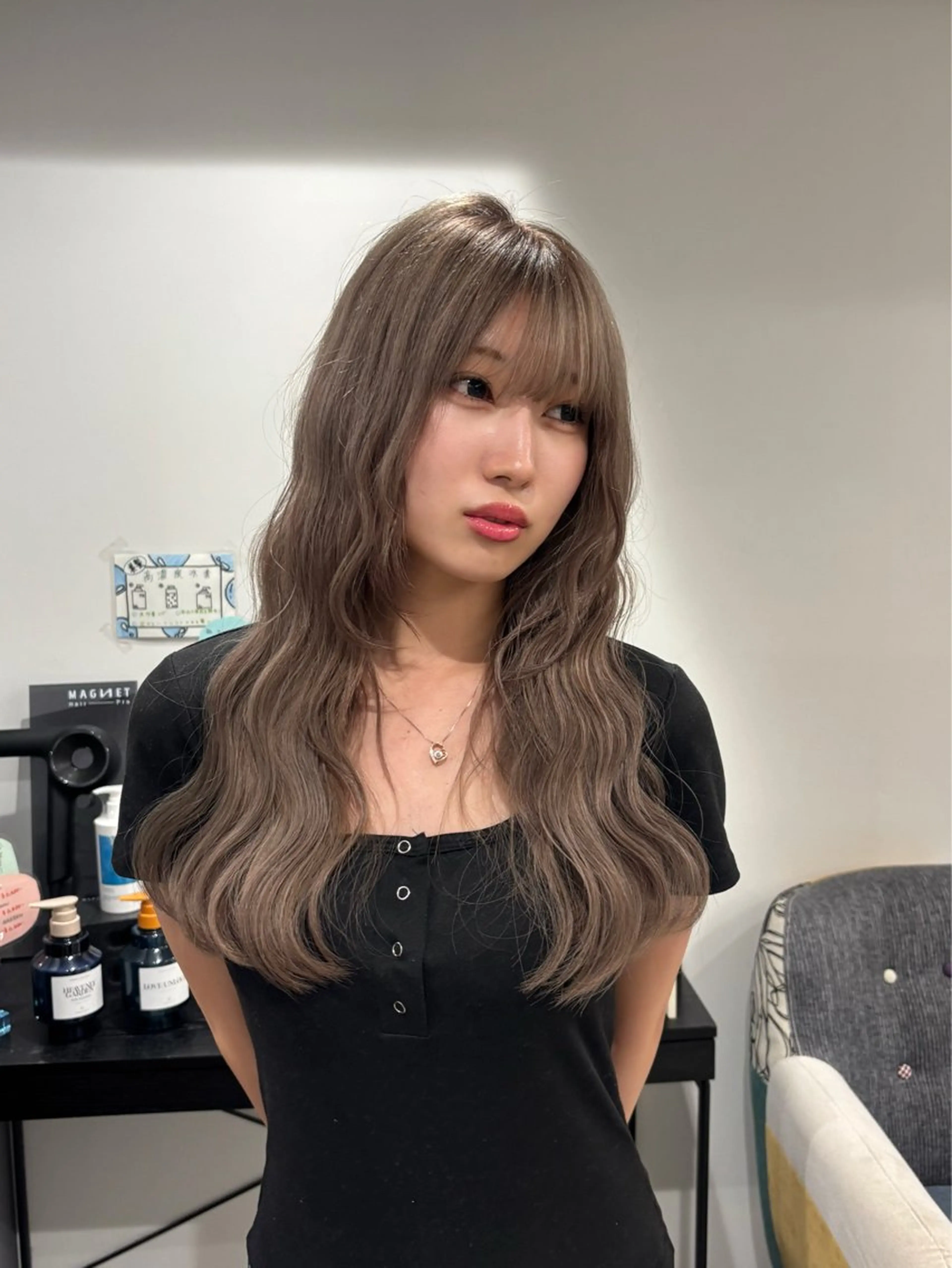 ロング カラー ブリーチ ブラウンカラー ケアブリーチ 透明感カラー デザインカラー カット ヘアカラー RURI韓国ボブ 🇰🇷タッセルボブのヘアスタイル