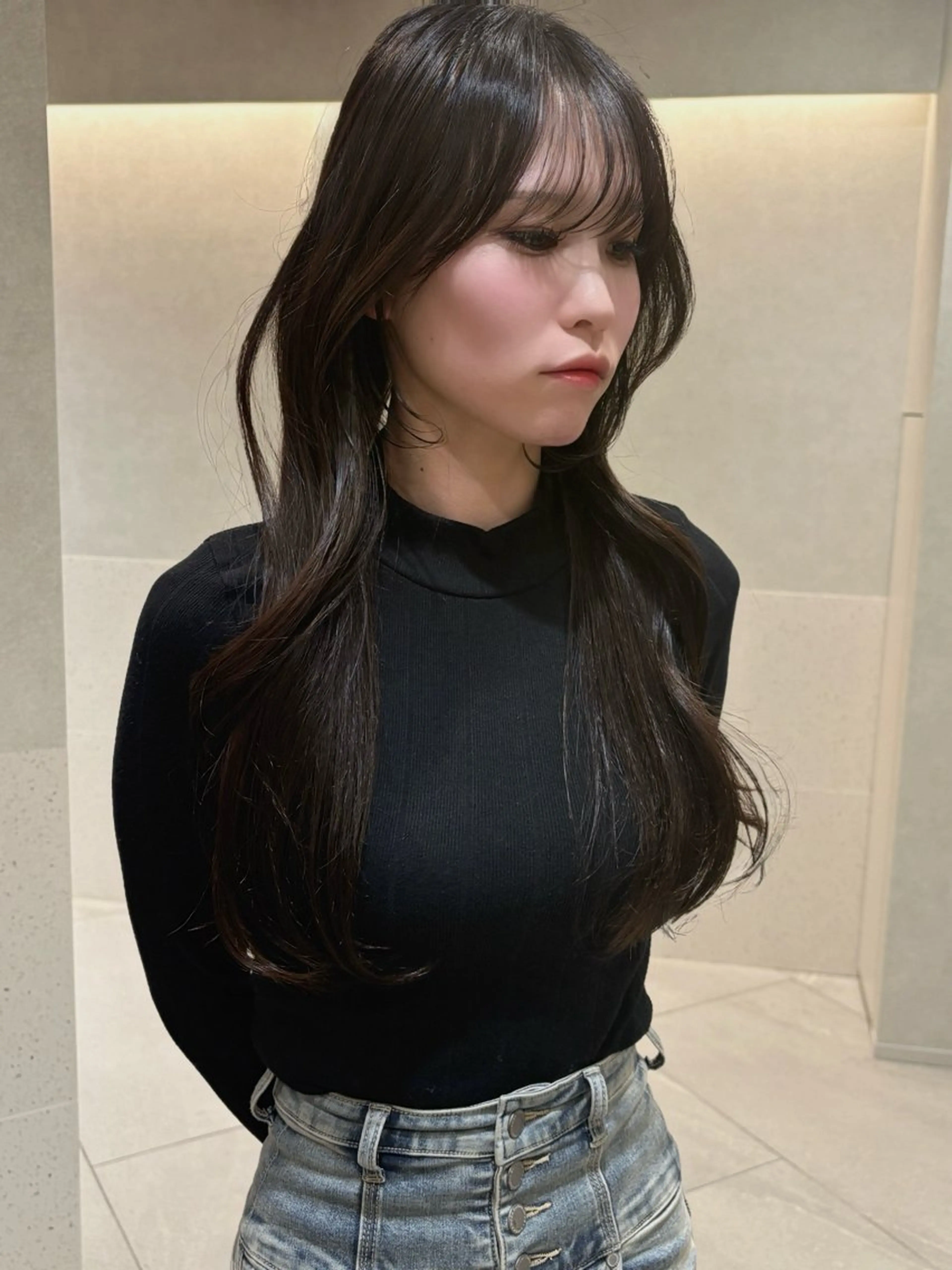 セミロング カラー レイヤーカット 似合わせカット ヘアカラー 梅田/レイヤーカット /ミルクティーカラーのヘアスタイル