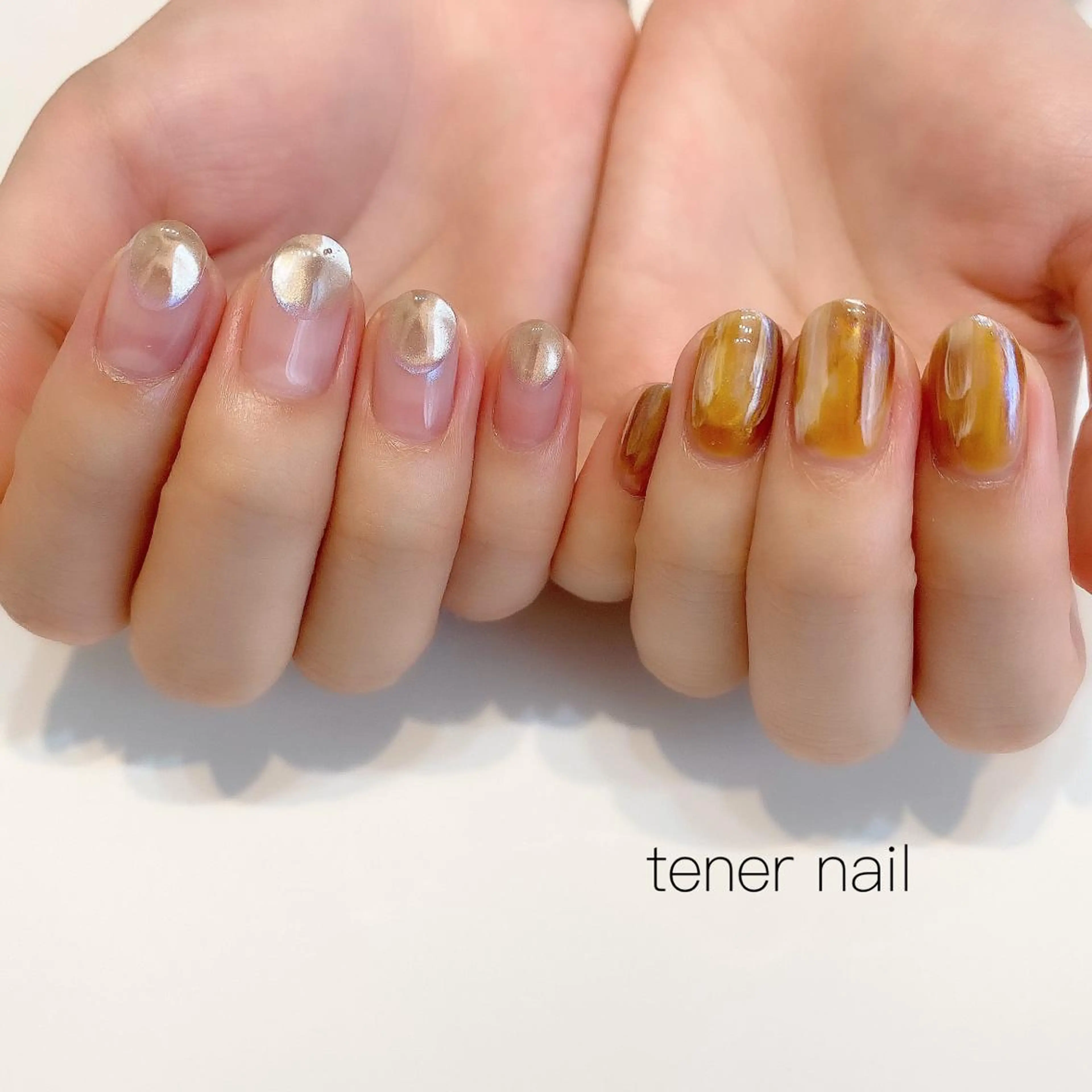 ネイル べっ甲ネイル ミラーネイル テネルネイル tener nailのネイルデザイン
