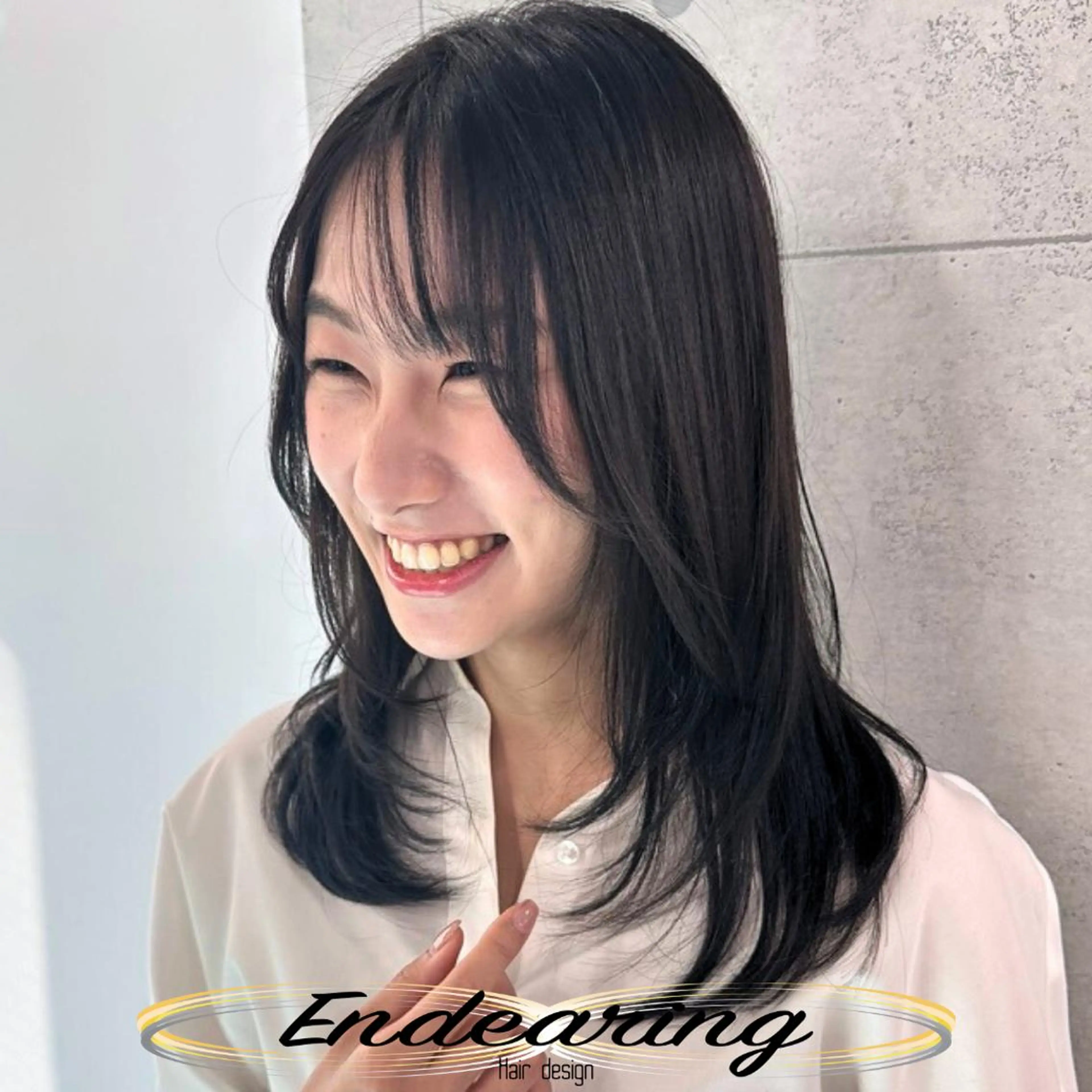 セミロング 顔まわりレイヤー レイヤーカット 小顔カット トリートメント カット トリートメント Endearing 銀座/レイヤーカットのヘアスタイル