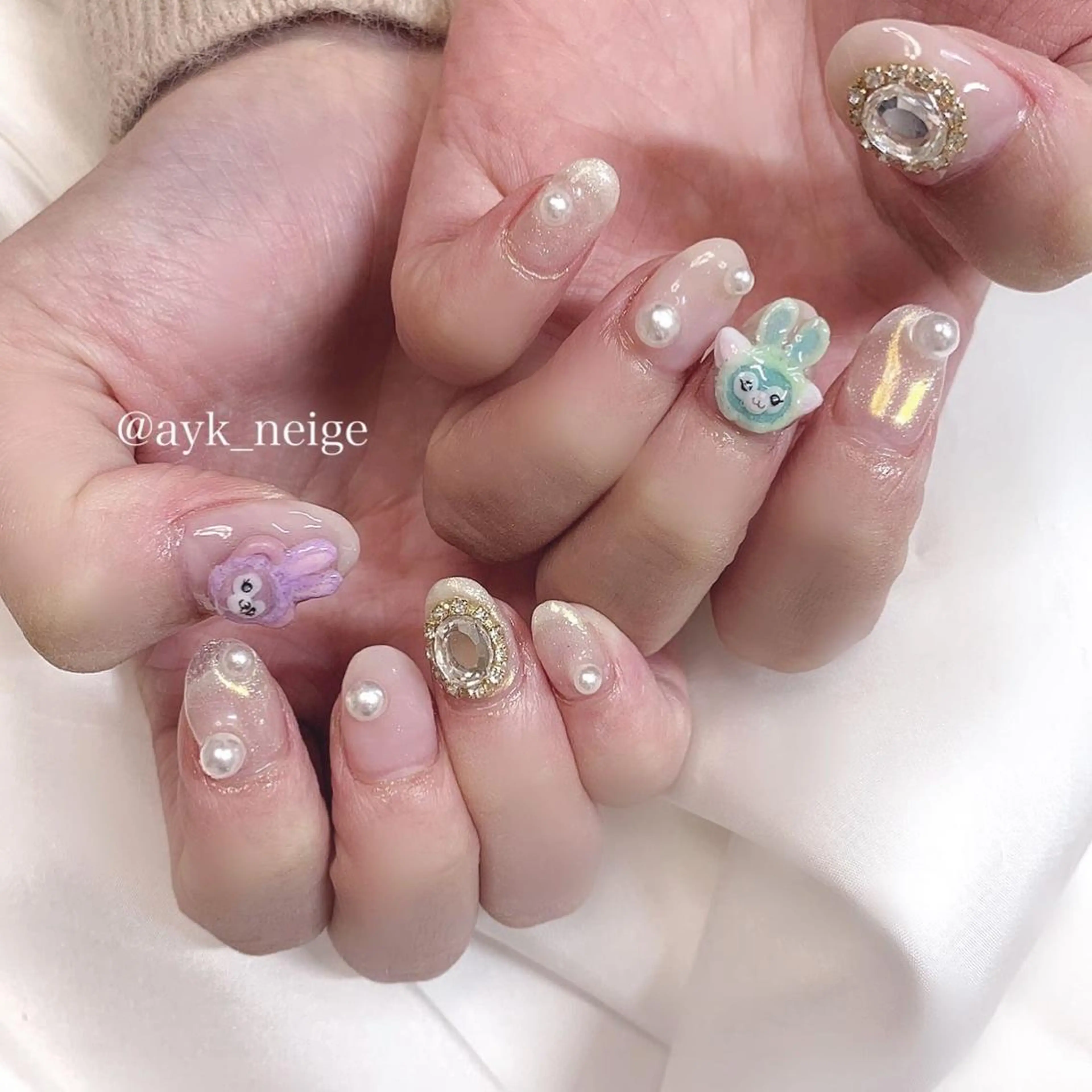 ネイル ハート 韓国ネイル 冬ネイル n'eige nail所属・大谷 綾香のネイルデザイン