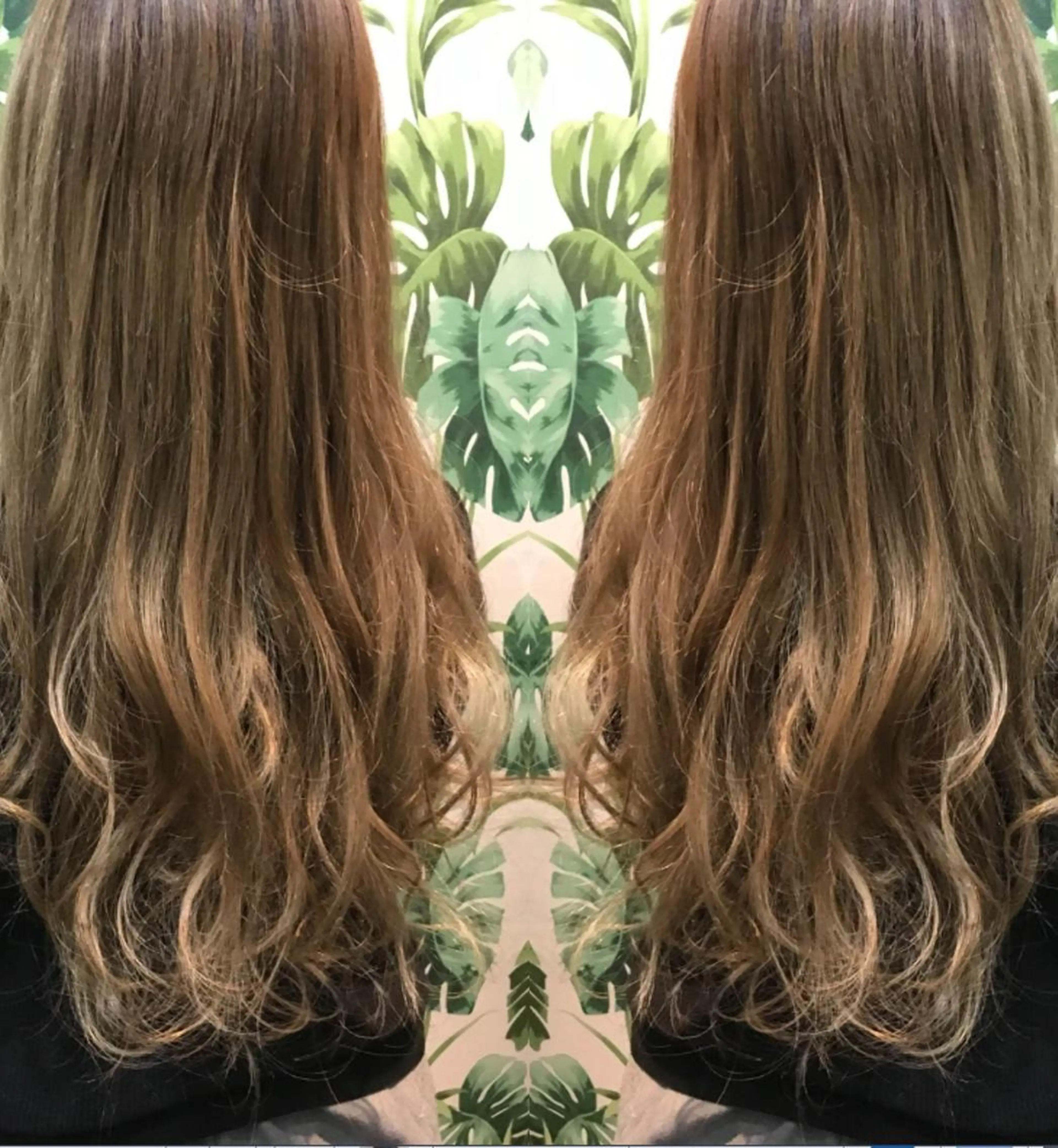 ロング カラー パーマ ヘアアレンジ チビ編み込みエクステ シールEXどぅ〜すのヘアスタイル