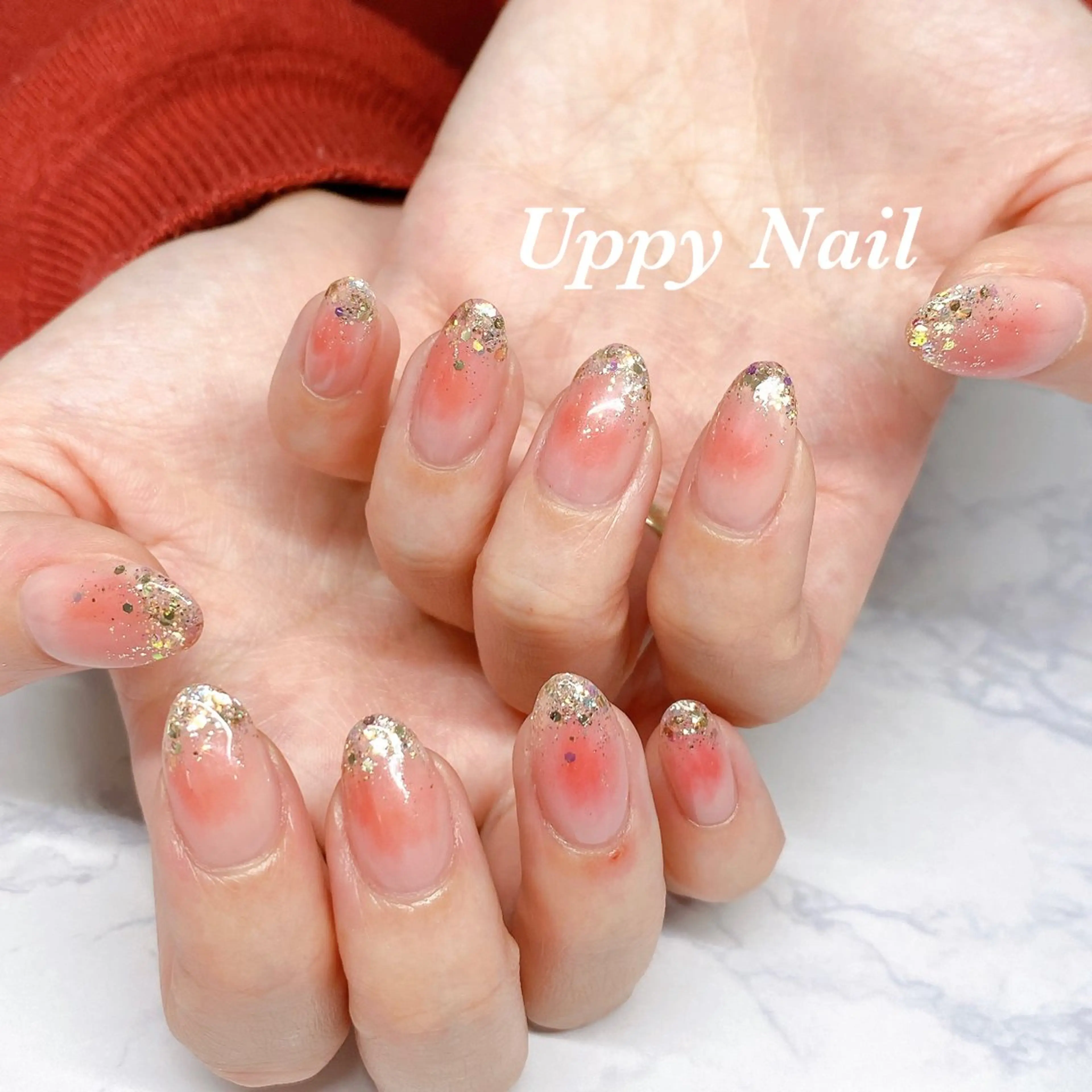 ネイル チークネイル キラキラネイル ハンドネイル Uppy Nail ukyoのネイルデザイン