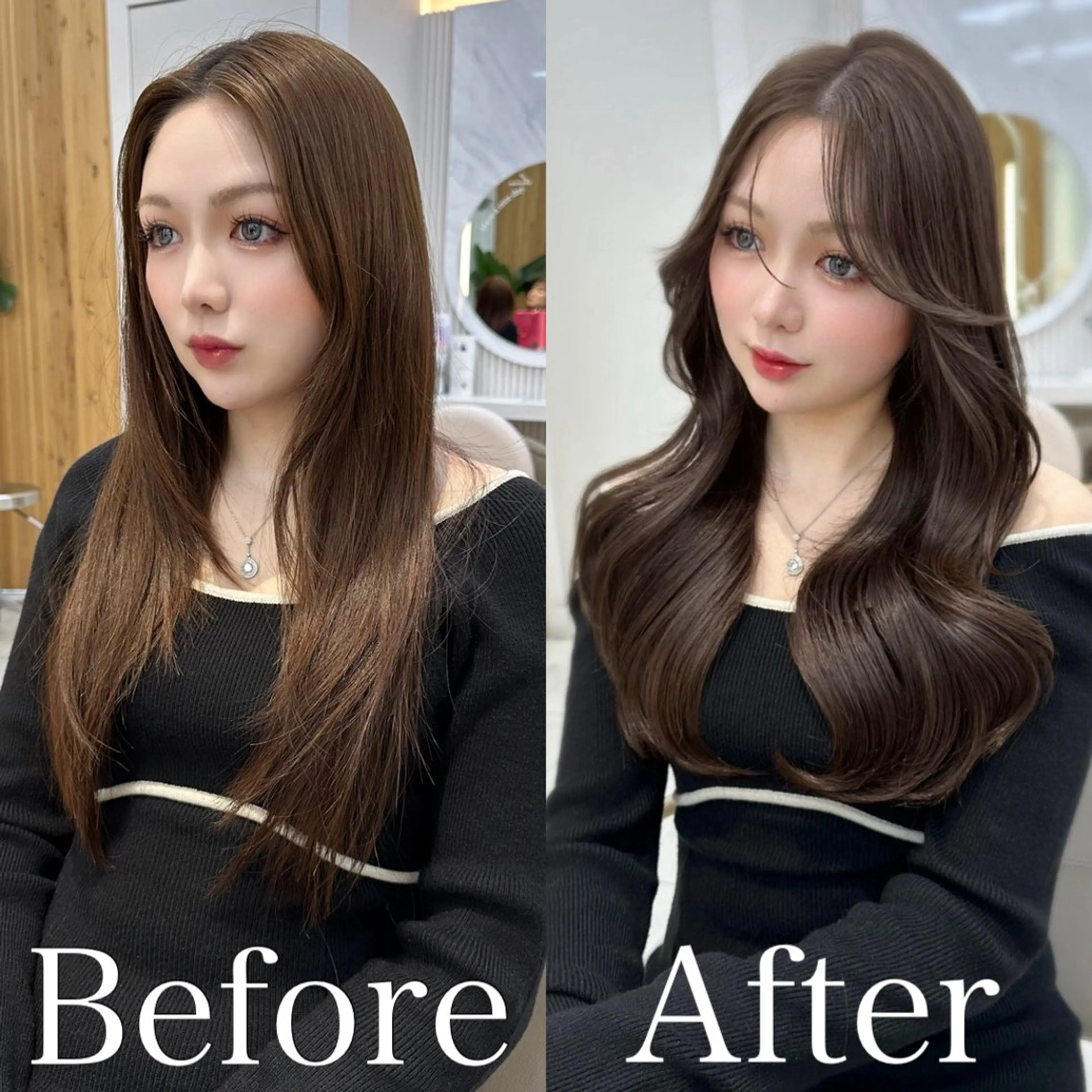 ミディアム カラー カット ヘアカラー トリートメント 🇰🇷韓国風くびれ ヘア🇰🇷中村優大のヘアスタイル