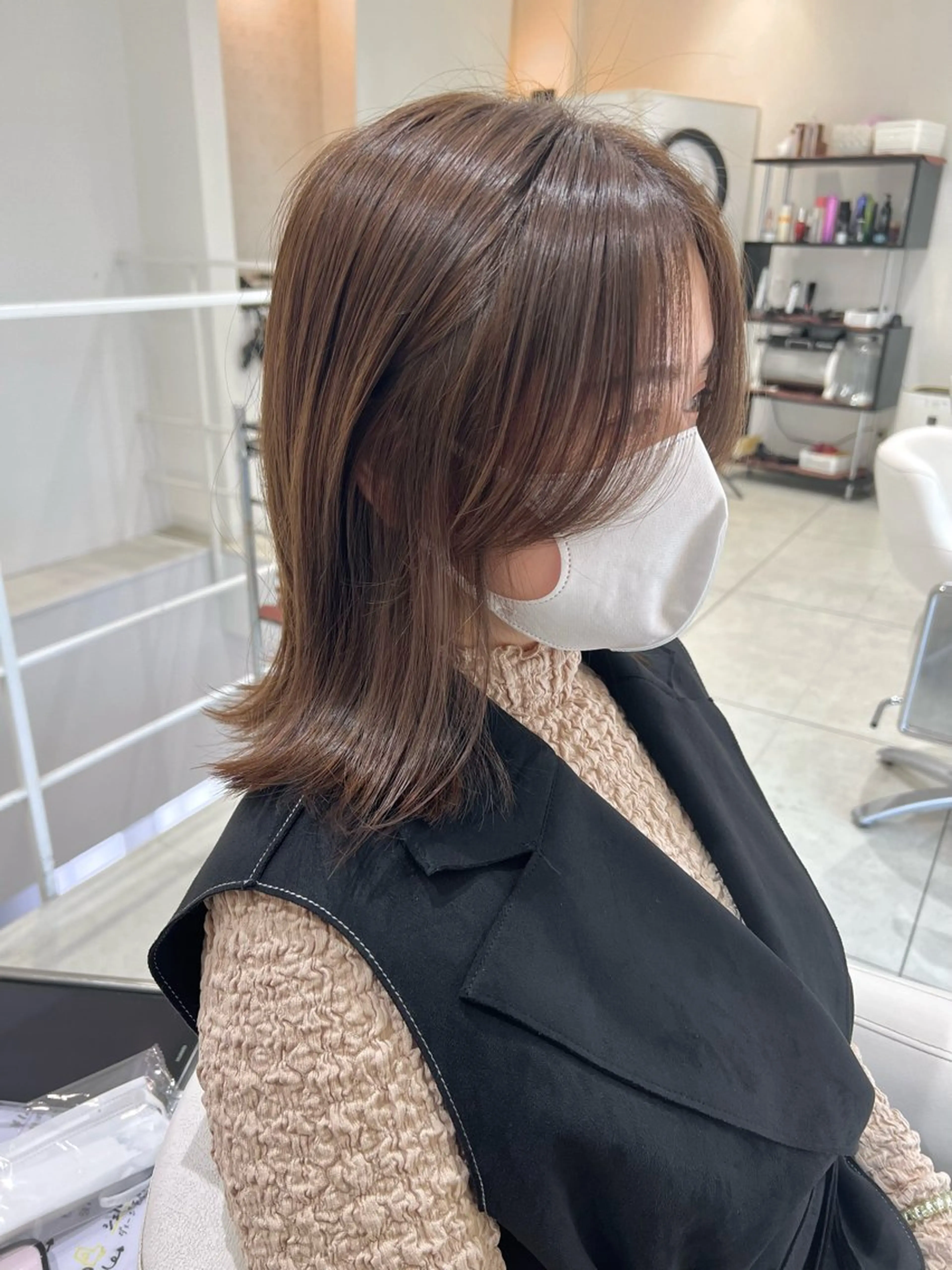 ミディアム カラー カット ヘアカラー トリートメント ブリーチなしで透明感 カラー松内真太のヘアスタイル