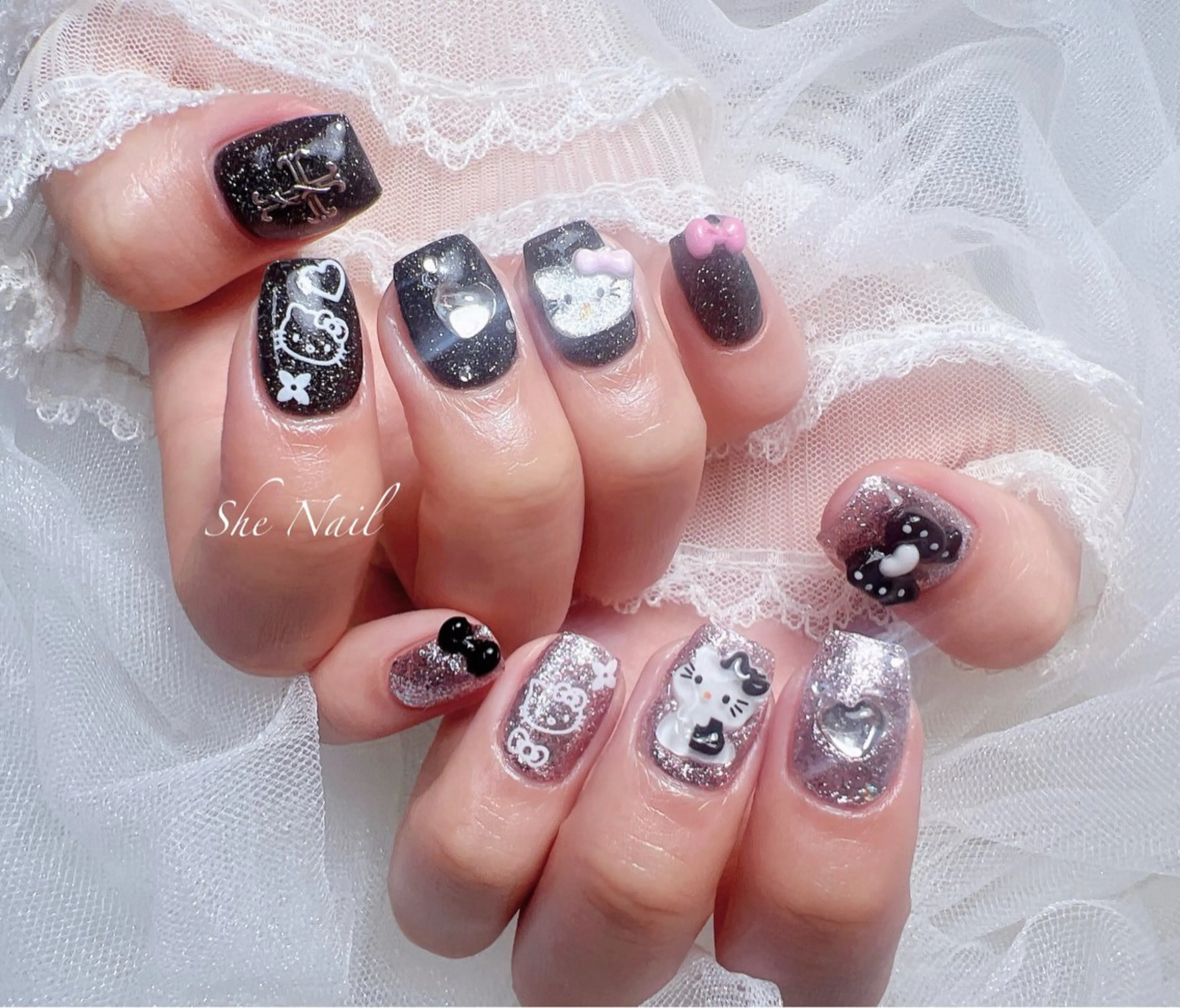 ネイル チークネイル ドット 長さ出し マグネットネイル 持ち込み She   Nail所属・ISA_ BELLAのネイルデザイン