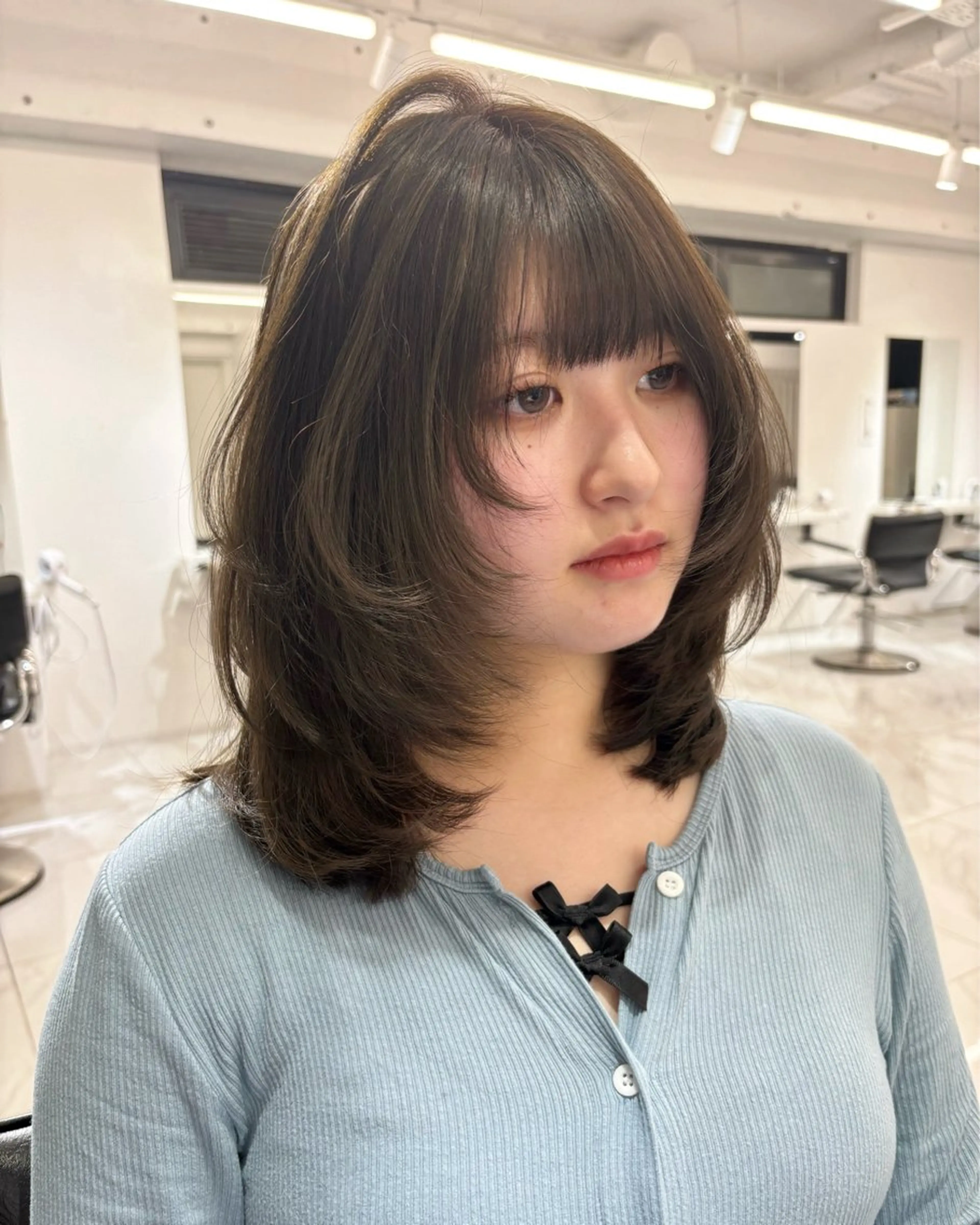 ミディアム ハイレイヤー レイヤーカット カット 🩶大人韓国ヘア 渋谷/Satsukiのヘアスタイル