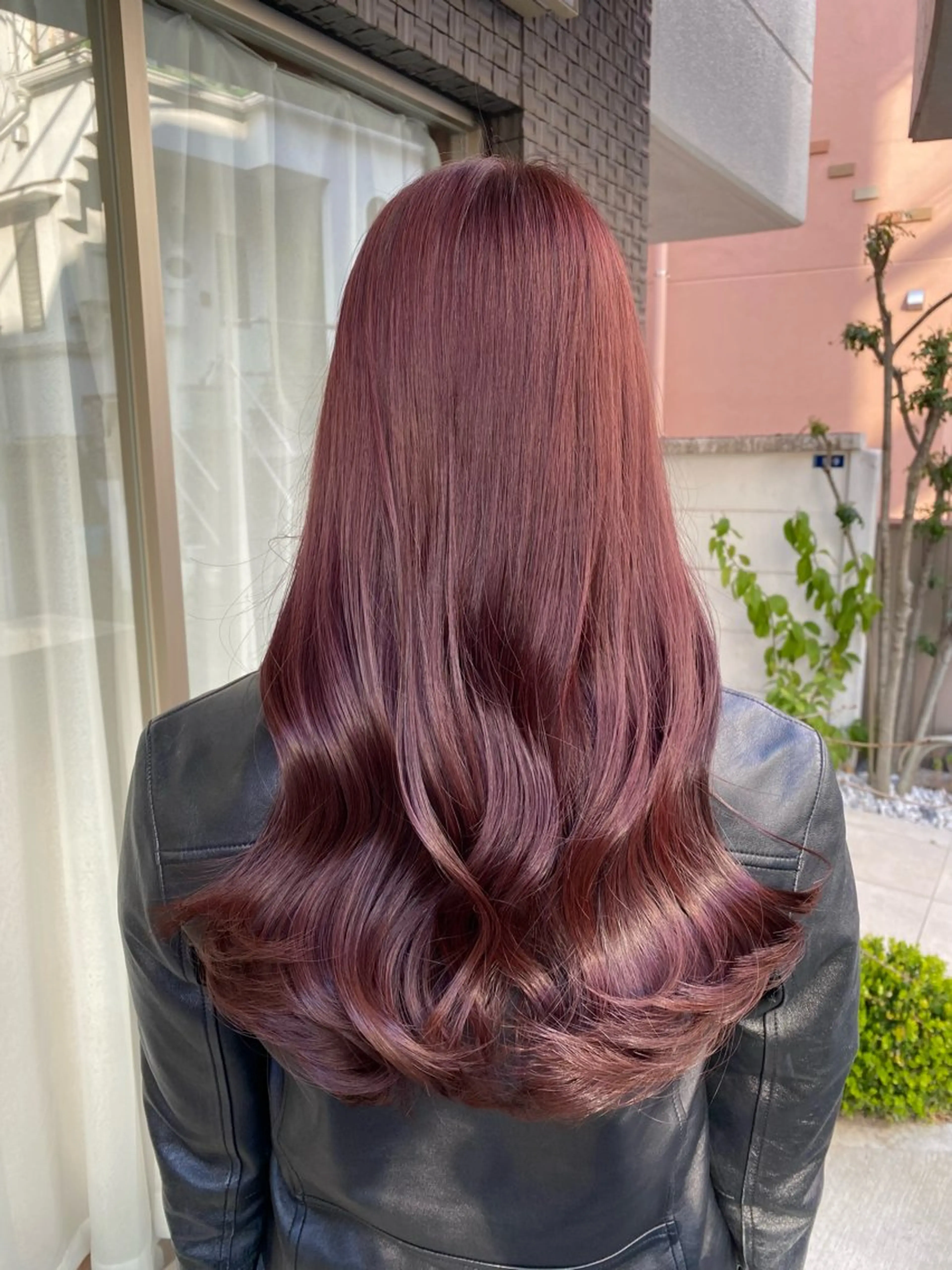 ロング カラー ブリーチ ダブルカラー ブリーチなしカラー ピンクカラー ピンクパープル カット ヘアカラー トリートメント グレージュ/レイヤー /韓国ヘア/RISAのヘアスタイル