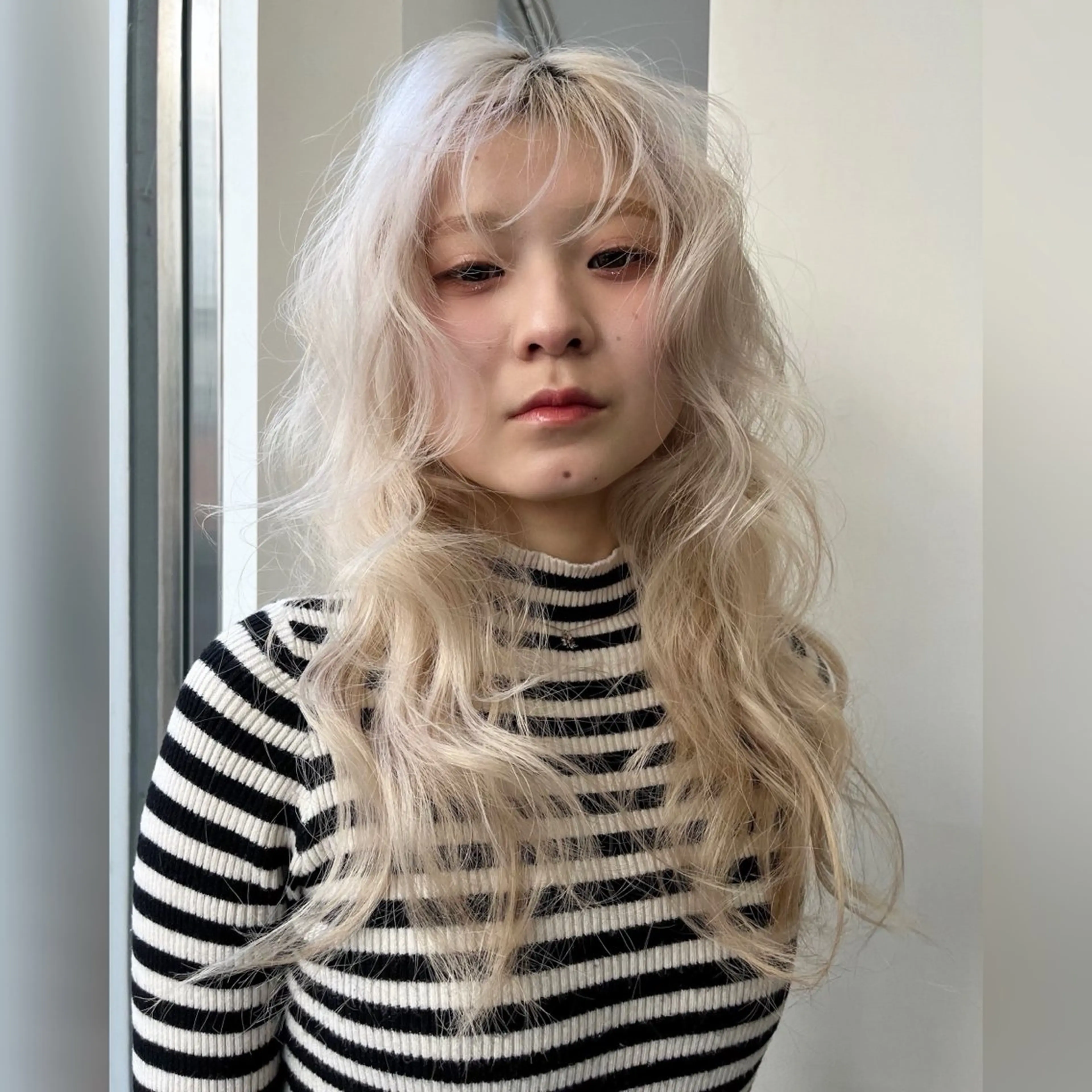 セミロング カラー カット ヘアカラー ムード造るハイトーン ケアブリーチ/ユウキのヘアスタイル