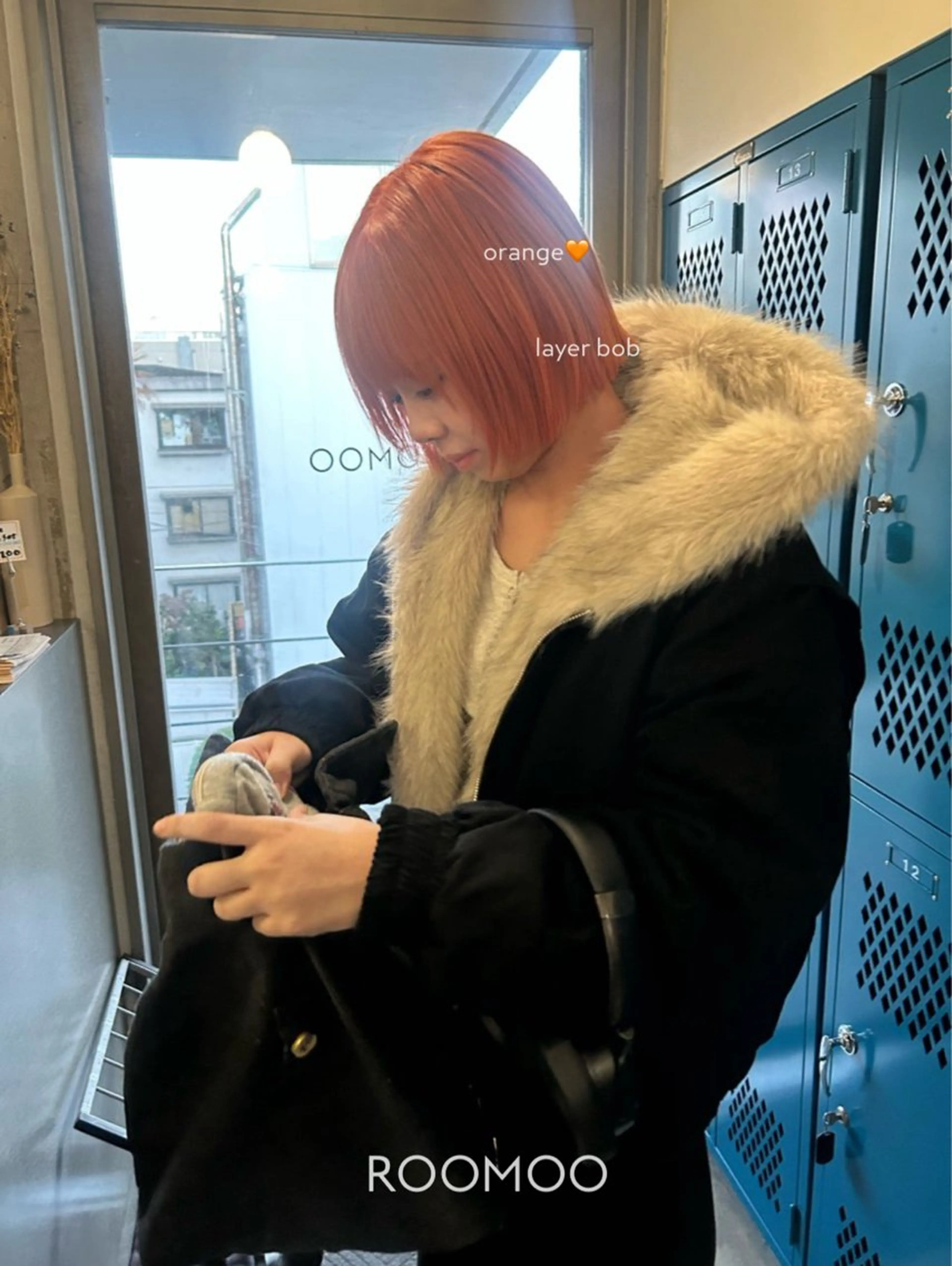 ショート カラー ボブレイヤー ブリーチ オレンジ ボブ レイヤーカット 韓国ボブ/レイヤー ボブ/ EMIRIのヘアスタイル