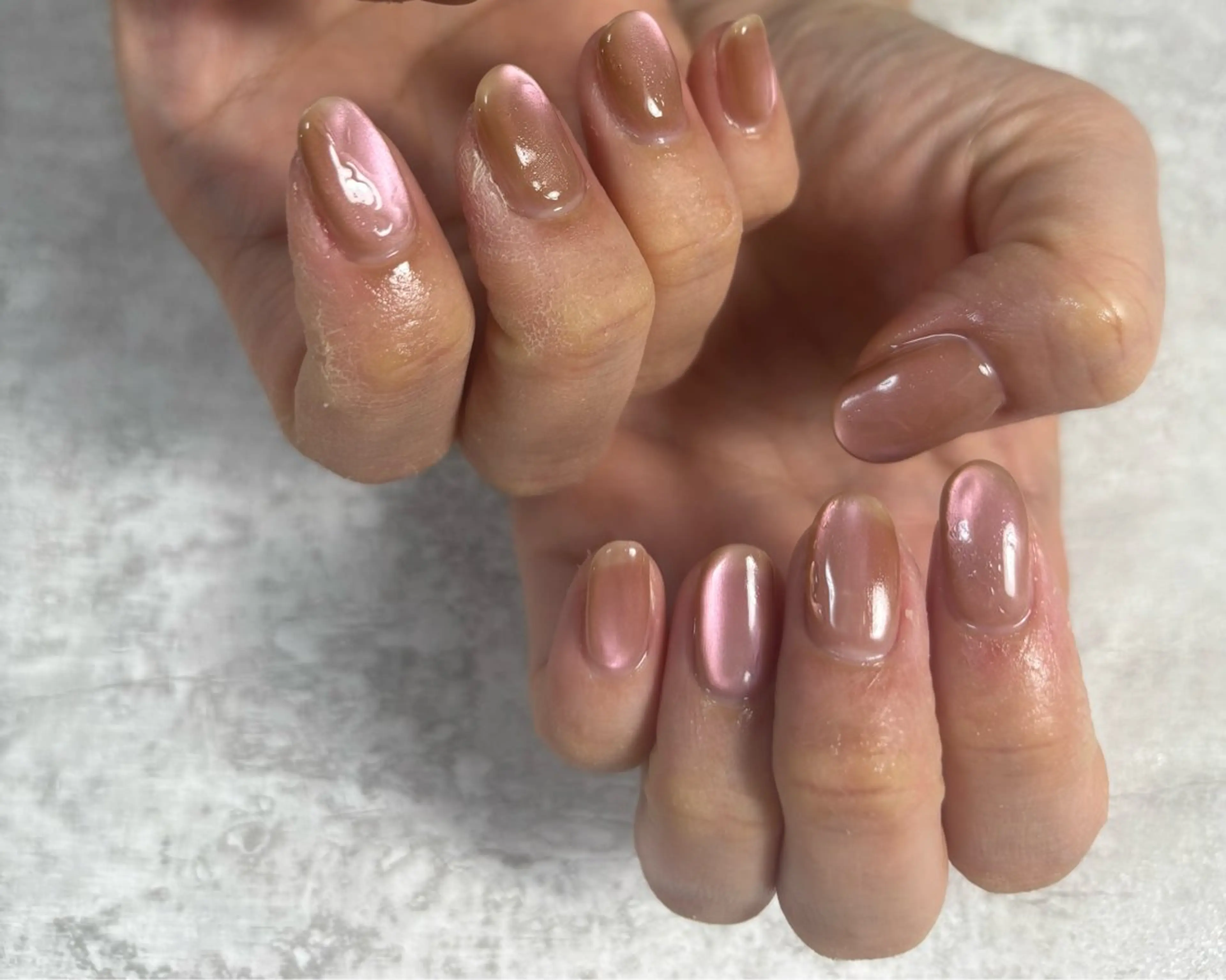 ネイル オーロラネイル フットネイル フレンチネイル ジェルネイル ハート ハンドネイル kiki nail たまプラーザのネイルデザイン