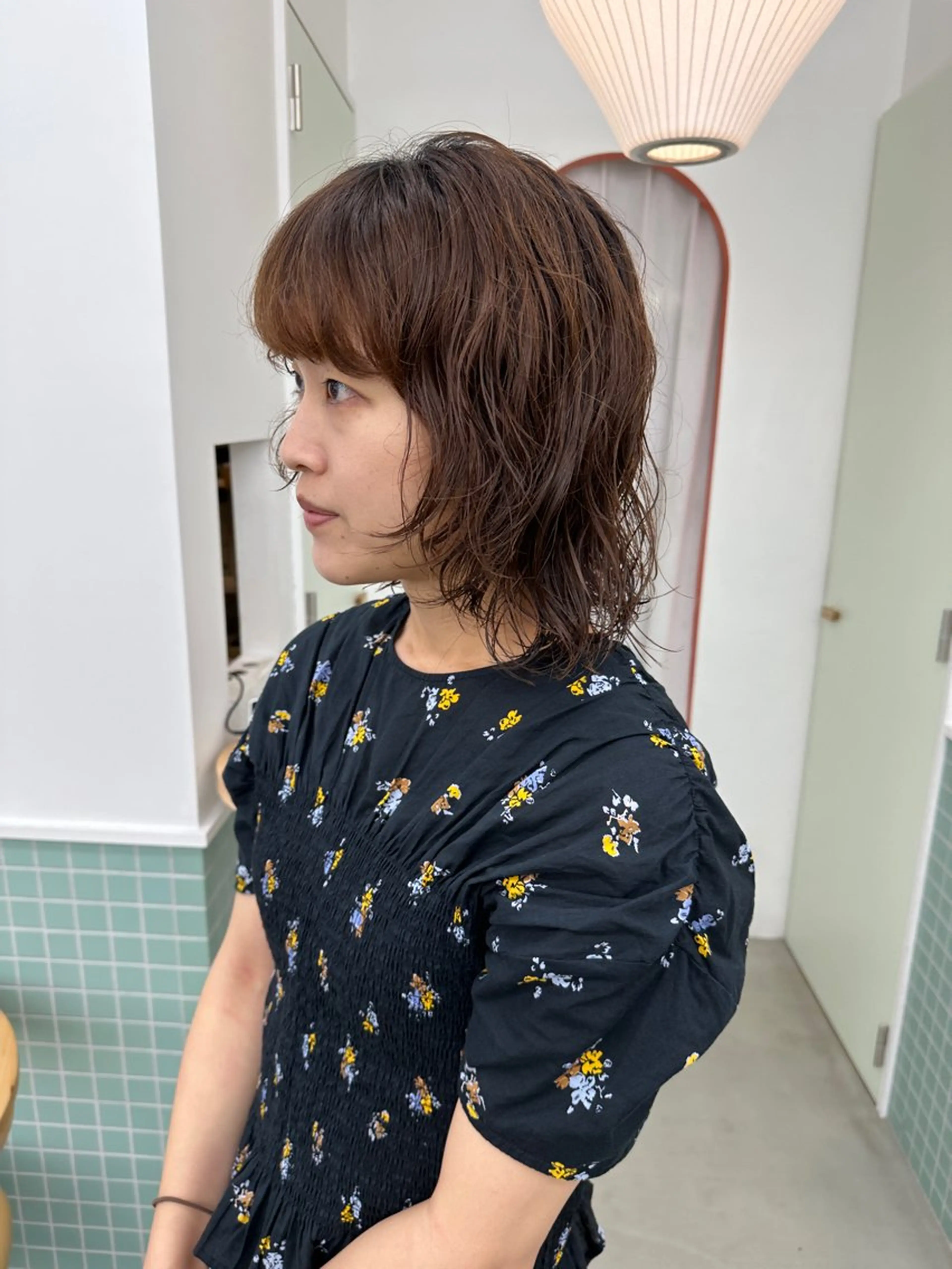 ミディアム パーマ ミディアムレイヤー ミディアムパーマ レイヤーカット カット パーマ トリートメント ボブ/レイヤー/ケア パーマ/リュウタのヘアスタイル