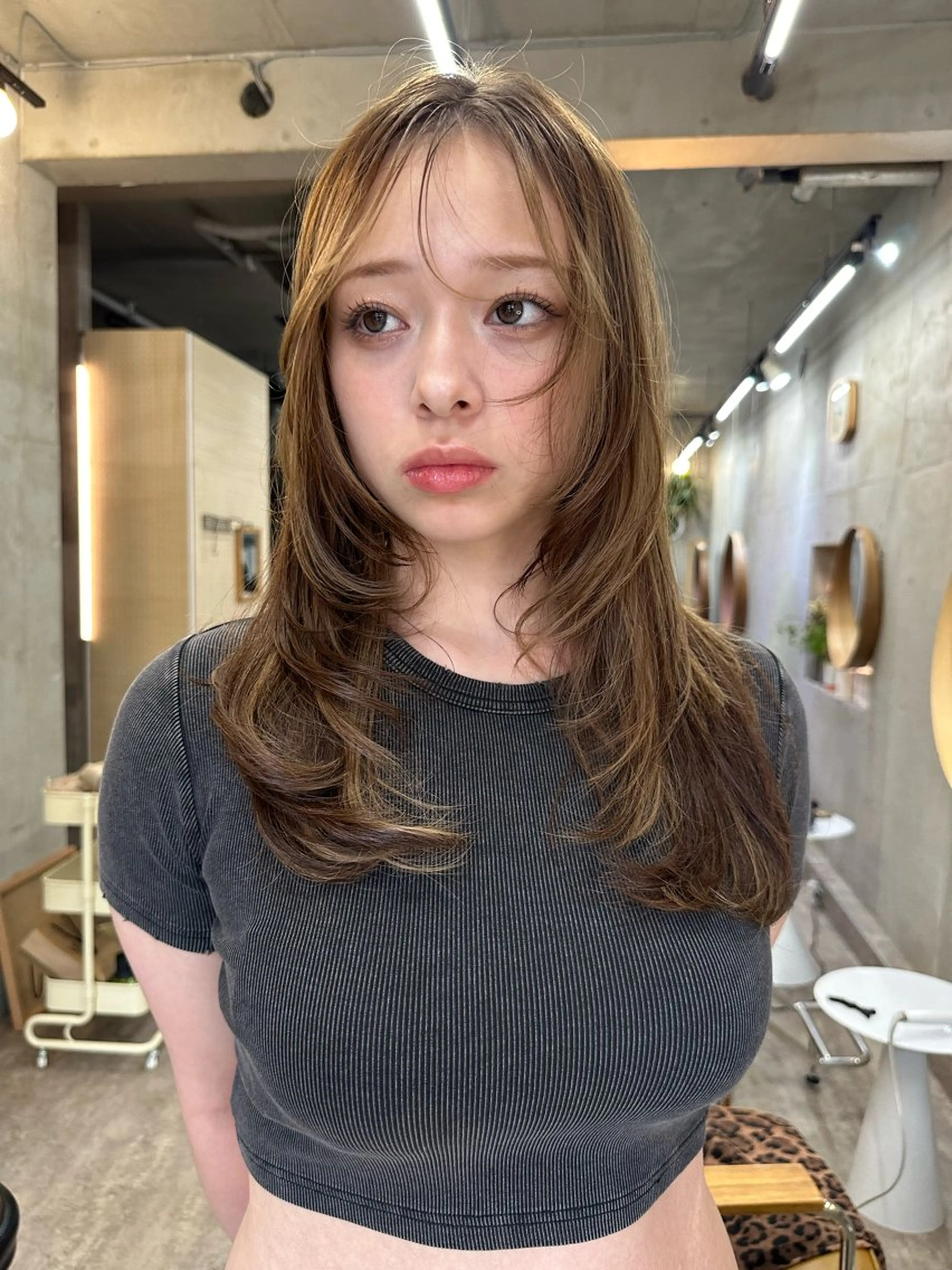 ロング カラー ベージュカラー ブリーチ ブラウンカラー ケアブリーチ グレージュ カット カットモデル募集中 ／HARUKA🎀のヘアスタイル